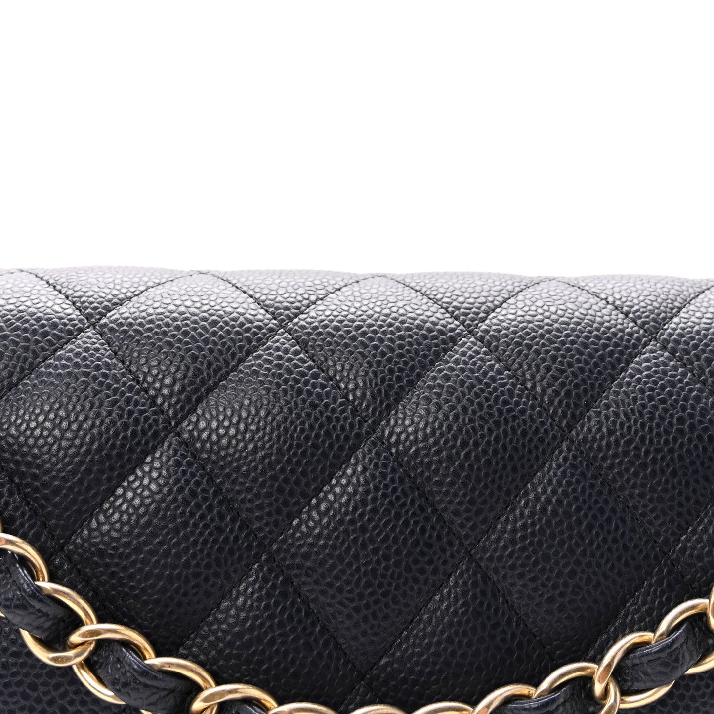Caviar Quilted Jumbo Double Flap Navy Blue
