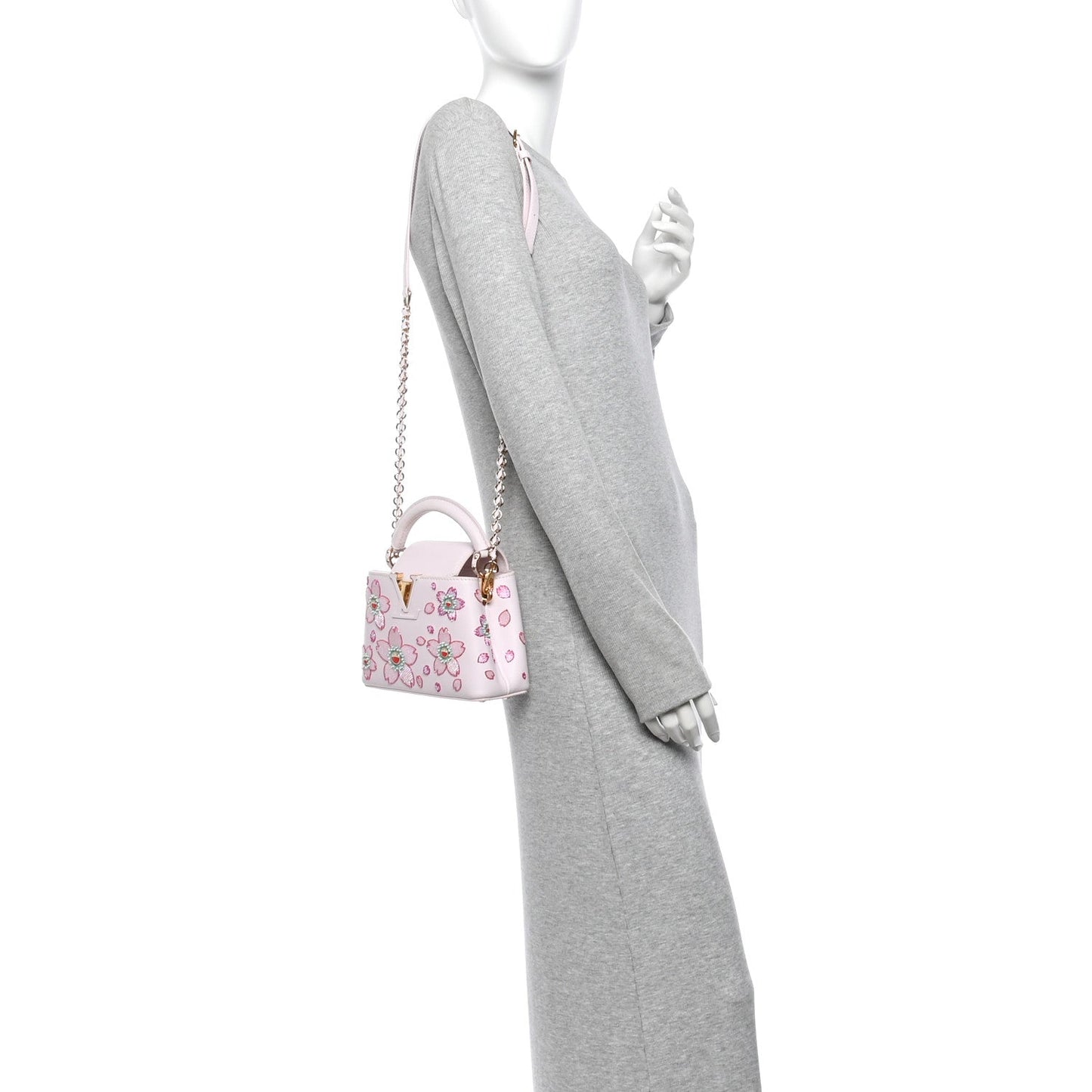LV X TM Lambskin Beaded Embroidered Mini Cherry Blossom Capucines Pink