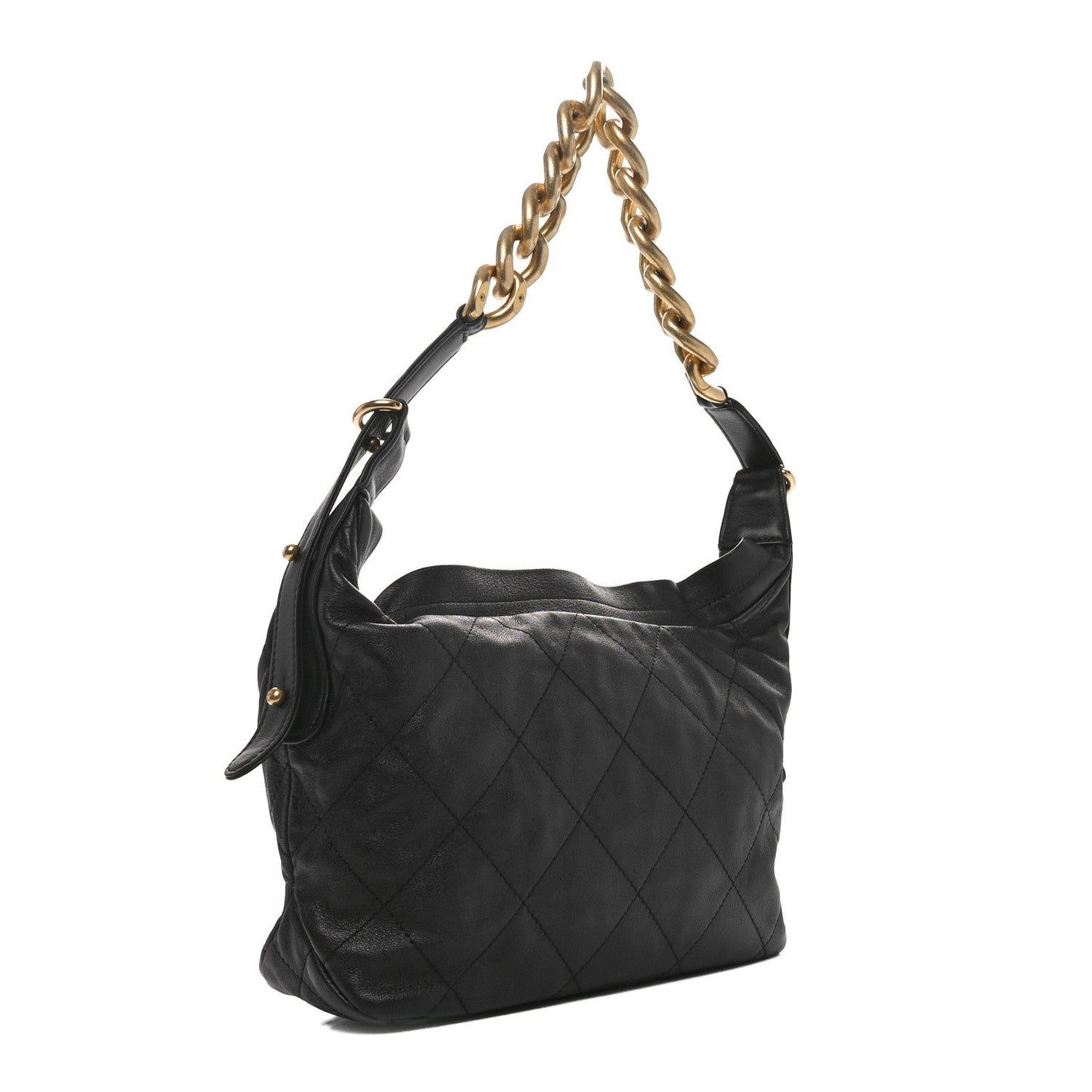 Calfskin Quilted Daily Hobo Black