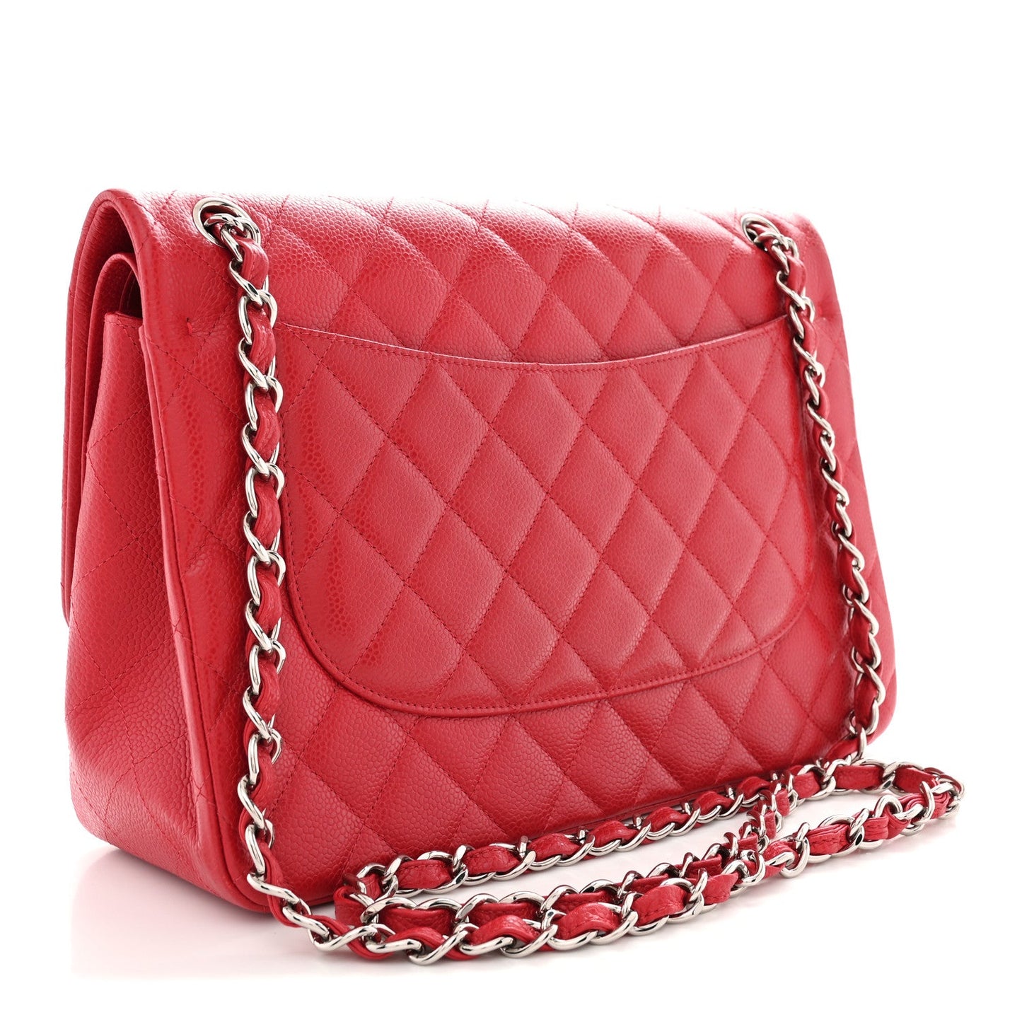 Caviar Quilted Jumbo Double Flap Red