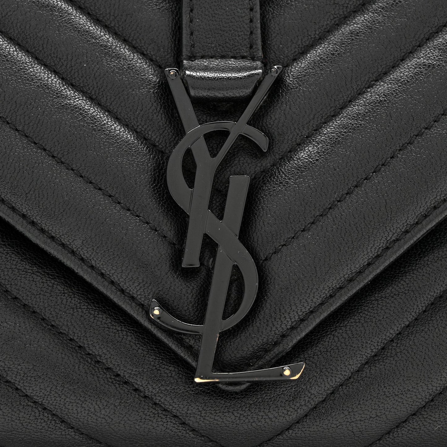 Sheepskin Matelasse Chevron Monogram Monochrome Large College Satchel Black