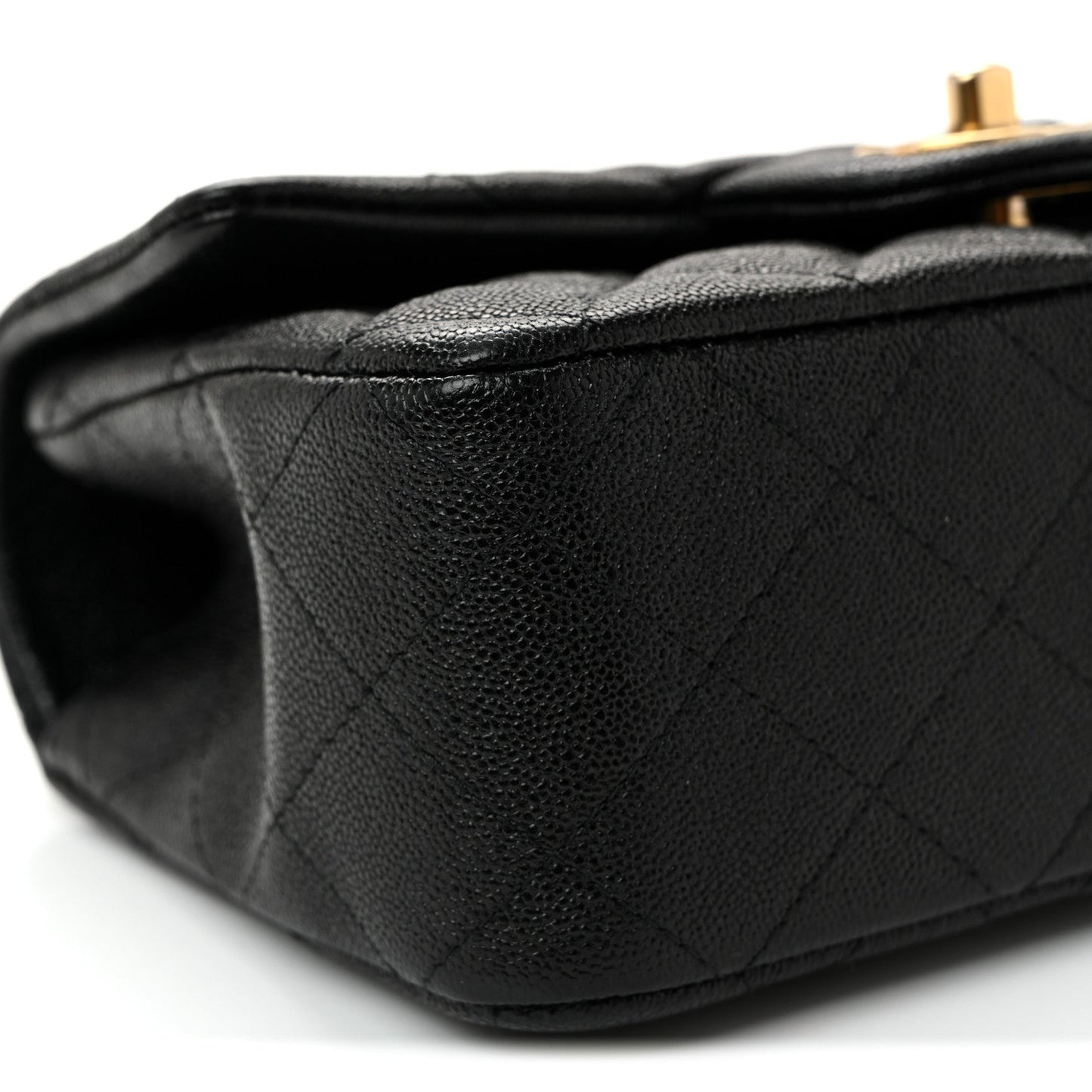 Caviar Quilted Mini Top Handle Rectangular Flap Black