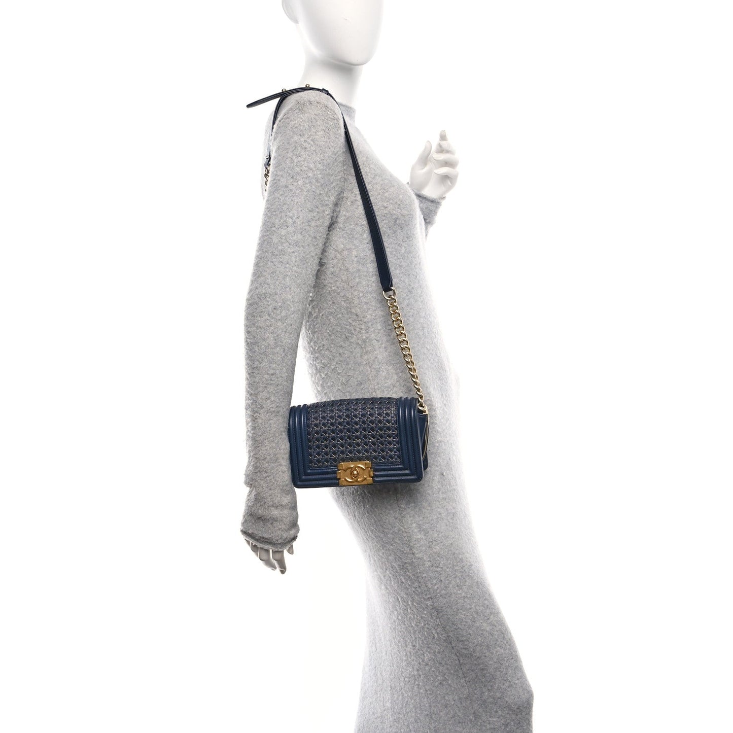 Sheepskin Braided Small Boy Reverso Flap Navy