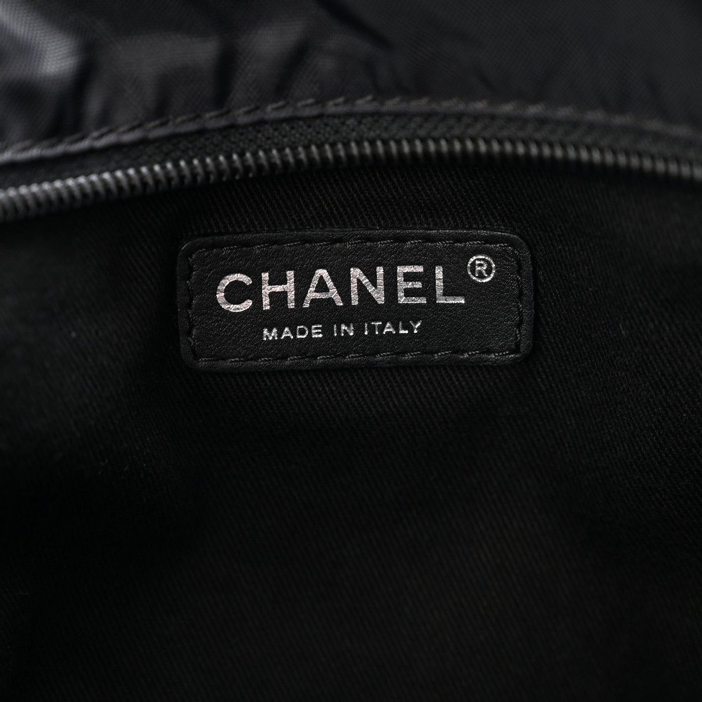 Nylon Calfskin Quilted CC Paris New York Tote Bag Black