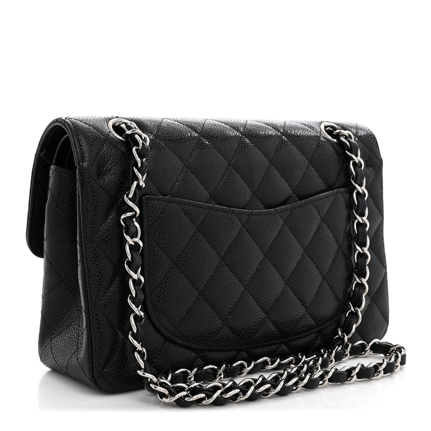 Caviar Quilted Small Double Flap Black