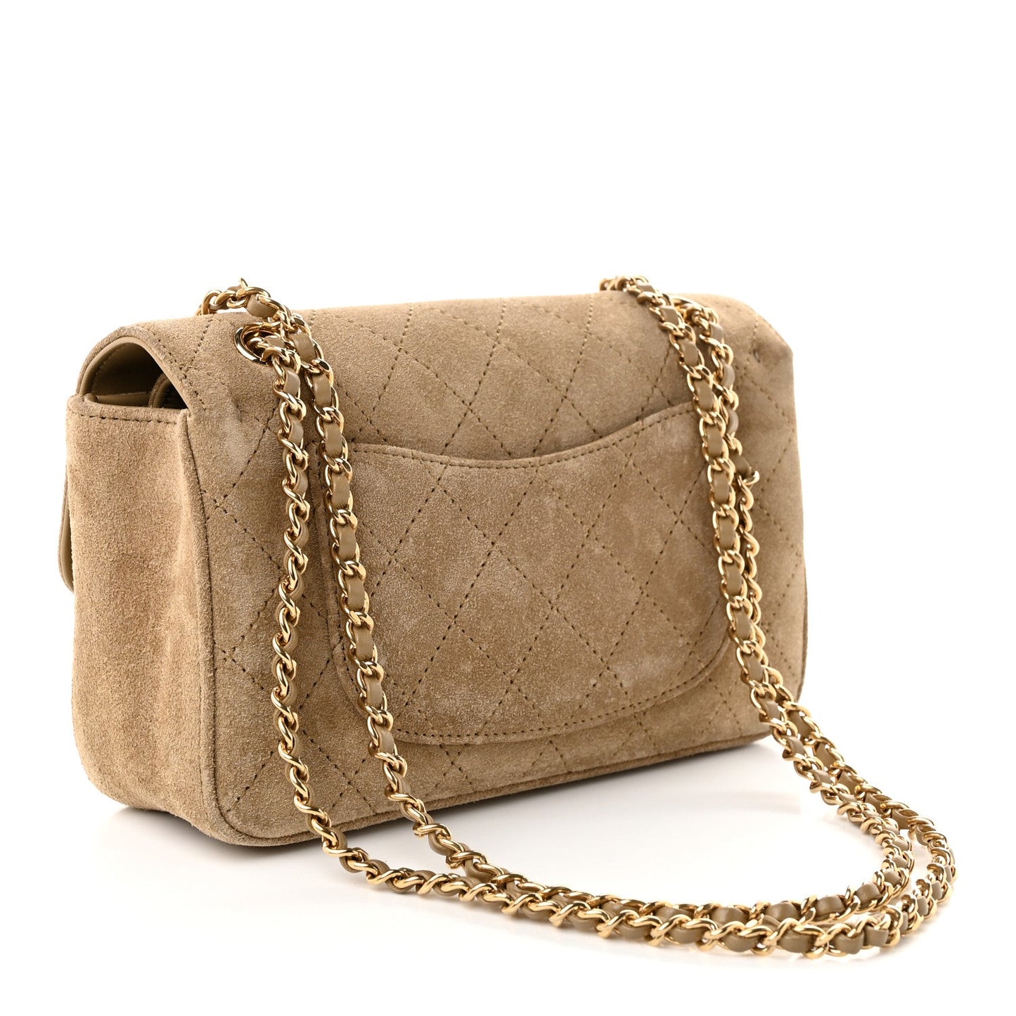 Suede Calfskin Mini Souplissimo Flap Dark Beige