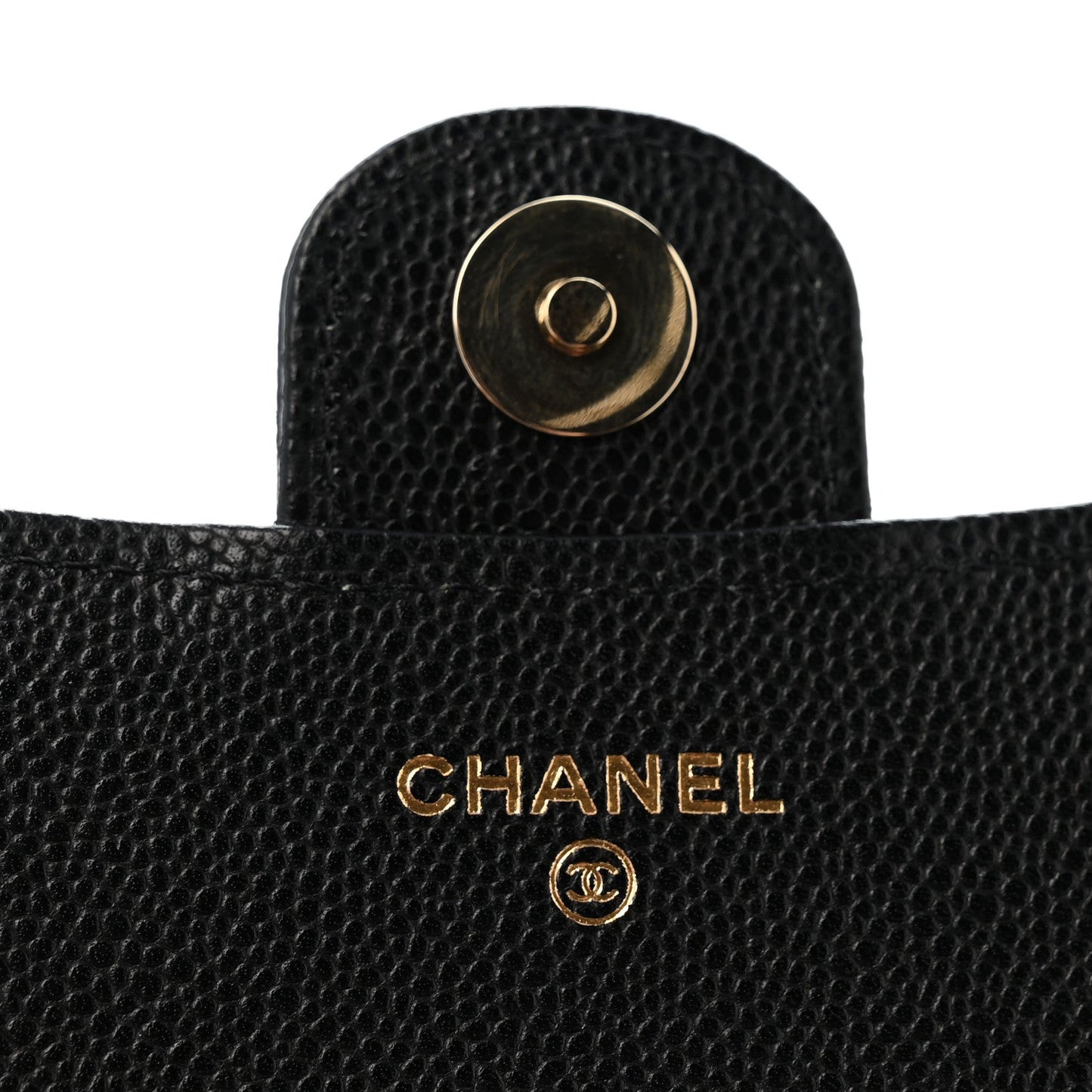 Caviar Quilted Compact Wallet On Chain WOC Black