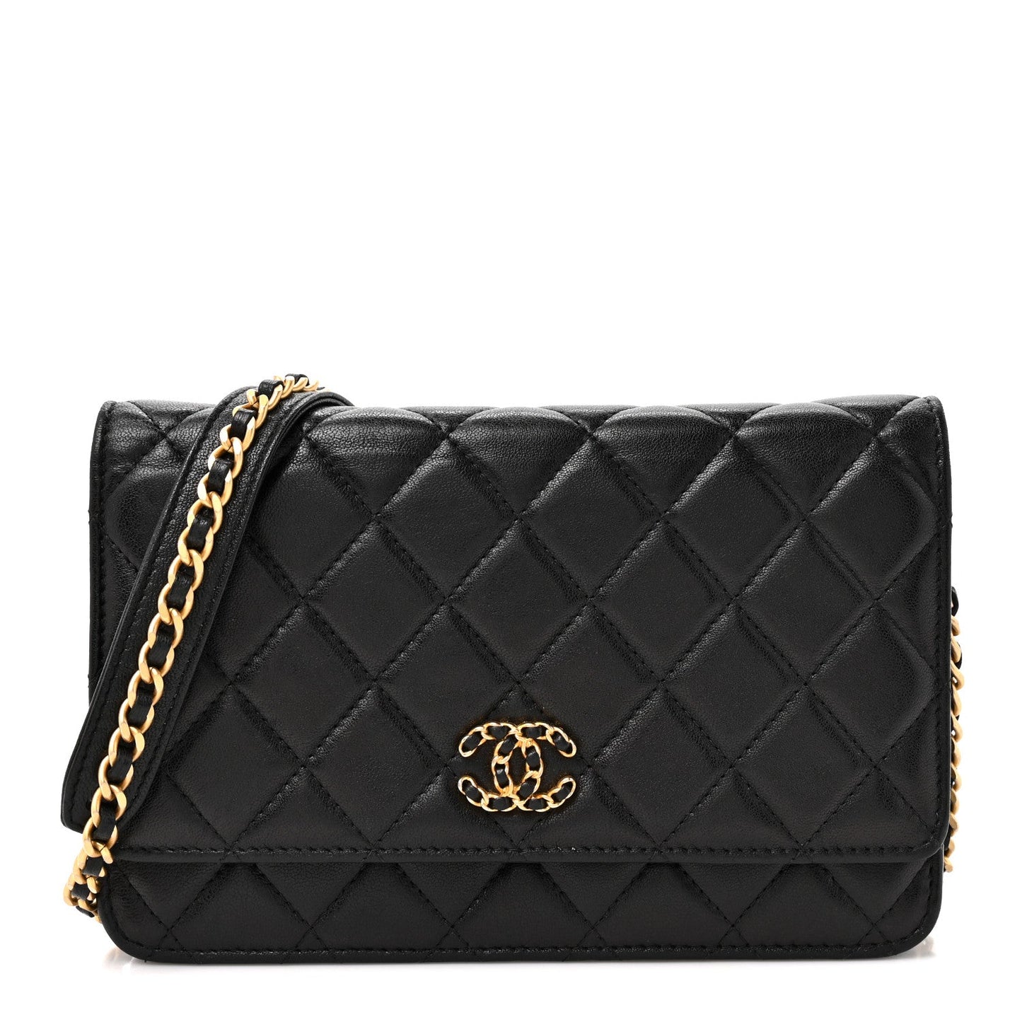 Lambskin Quilted Infinity Wallet On Chain WOC Black