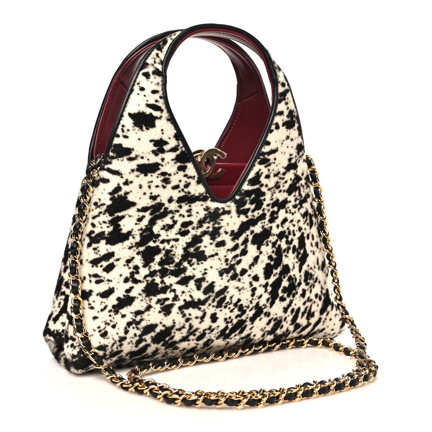 Pony Hair Printed Chic Lady Small Shopping Tote White Black
