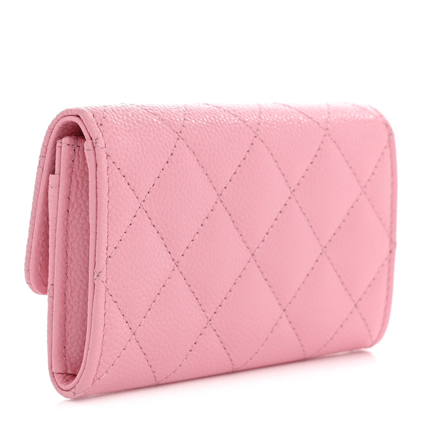 Caviar Quilted Chain CC Flap Card Holder Light Pink