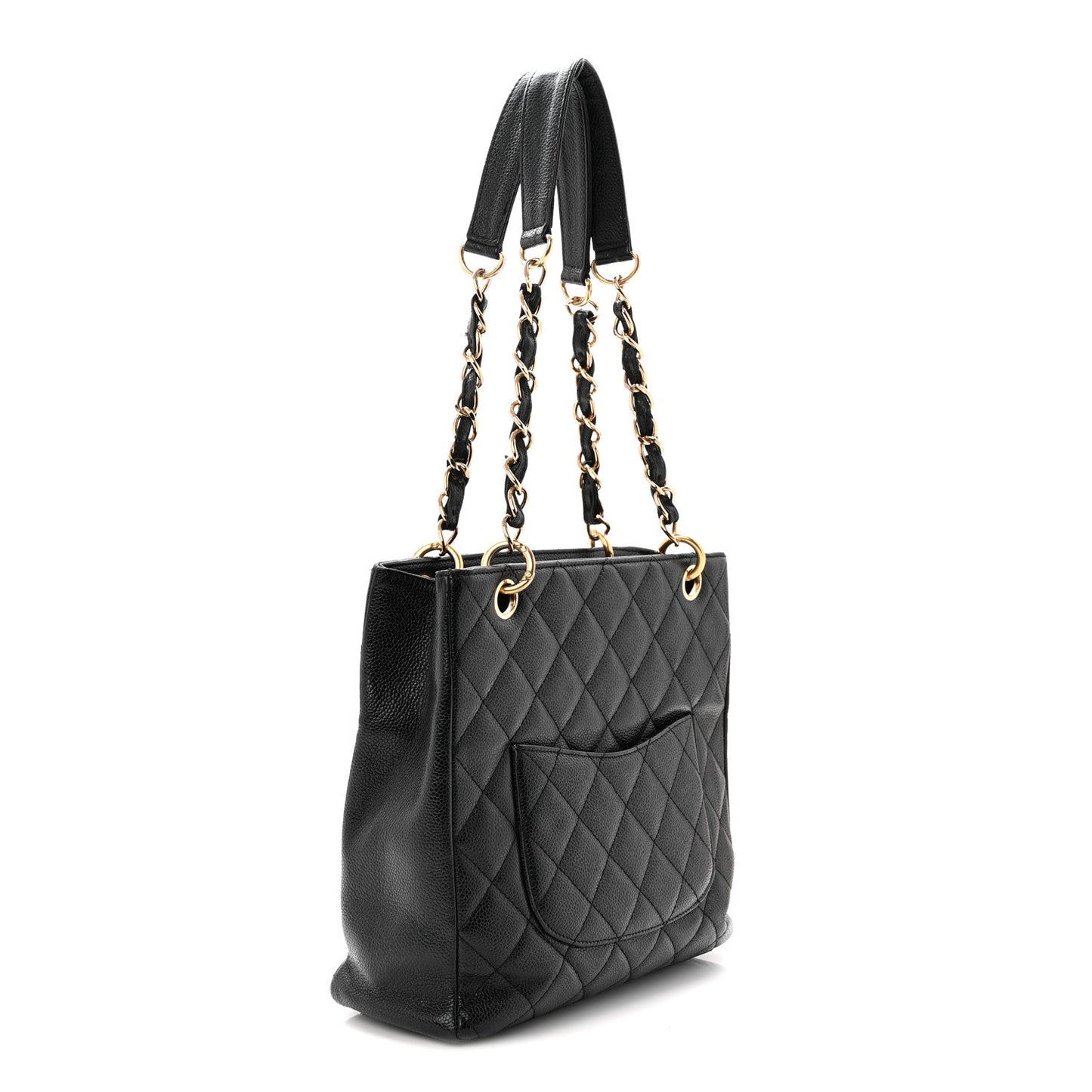 Caviar Quilted Petit Shopping Tote PST Black