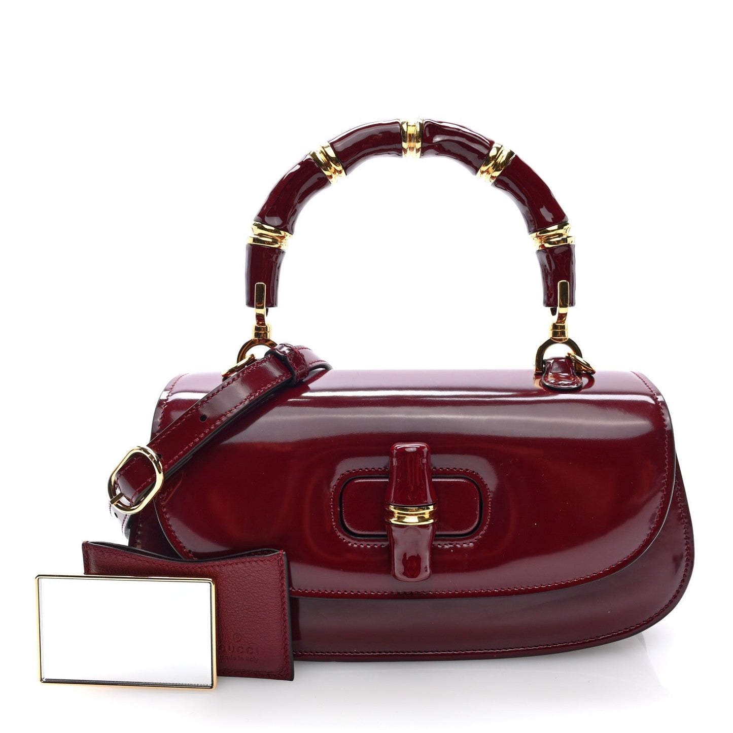 Shiny Polished Calfskin Medium Bamboo Diva Rosso Ancora Red