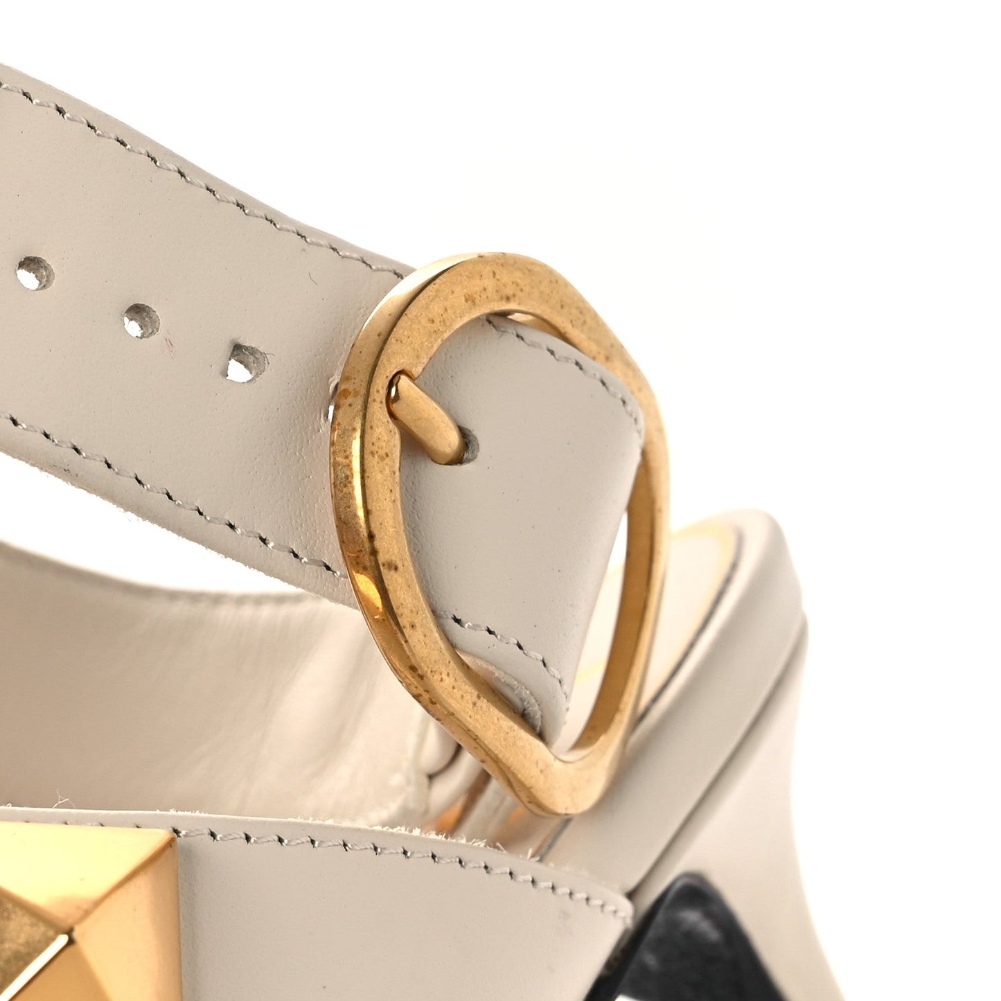 Calfskin Roman Stud Ankle Strap 40mm Pumps 35 White