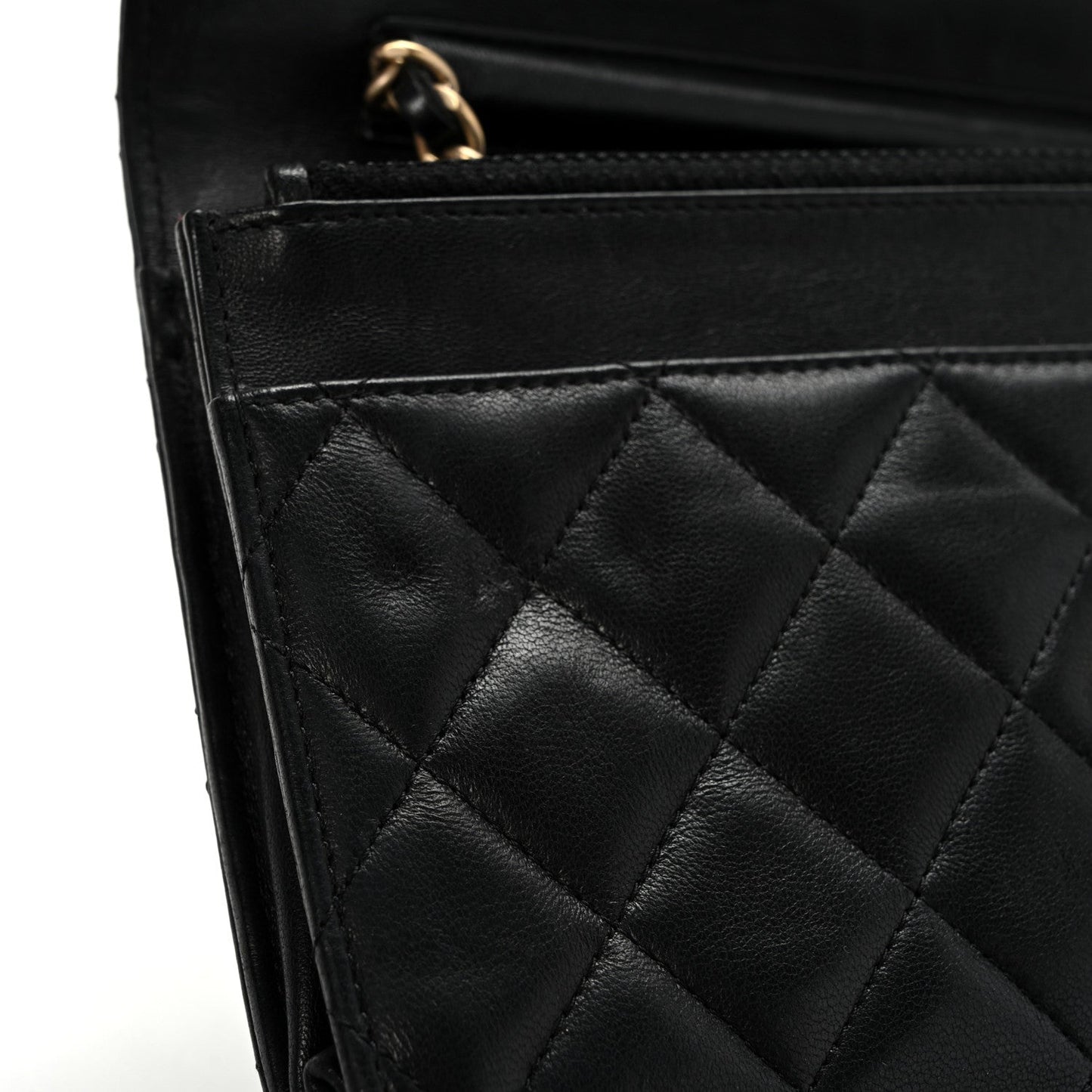 Lambskin Quilted Wallet On Chain WOC Black