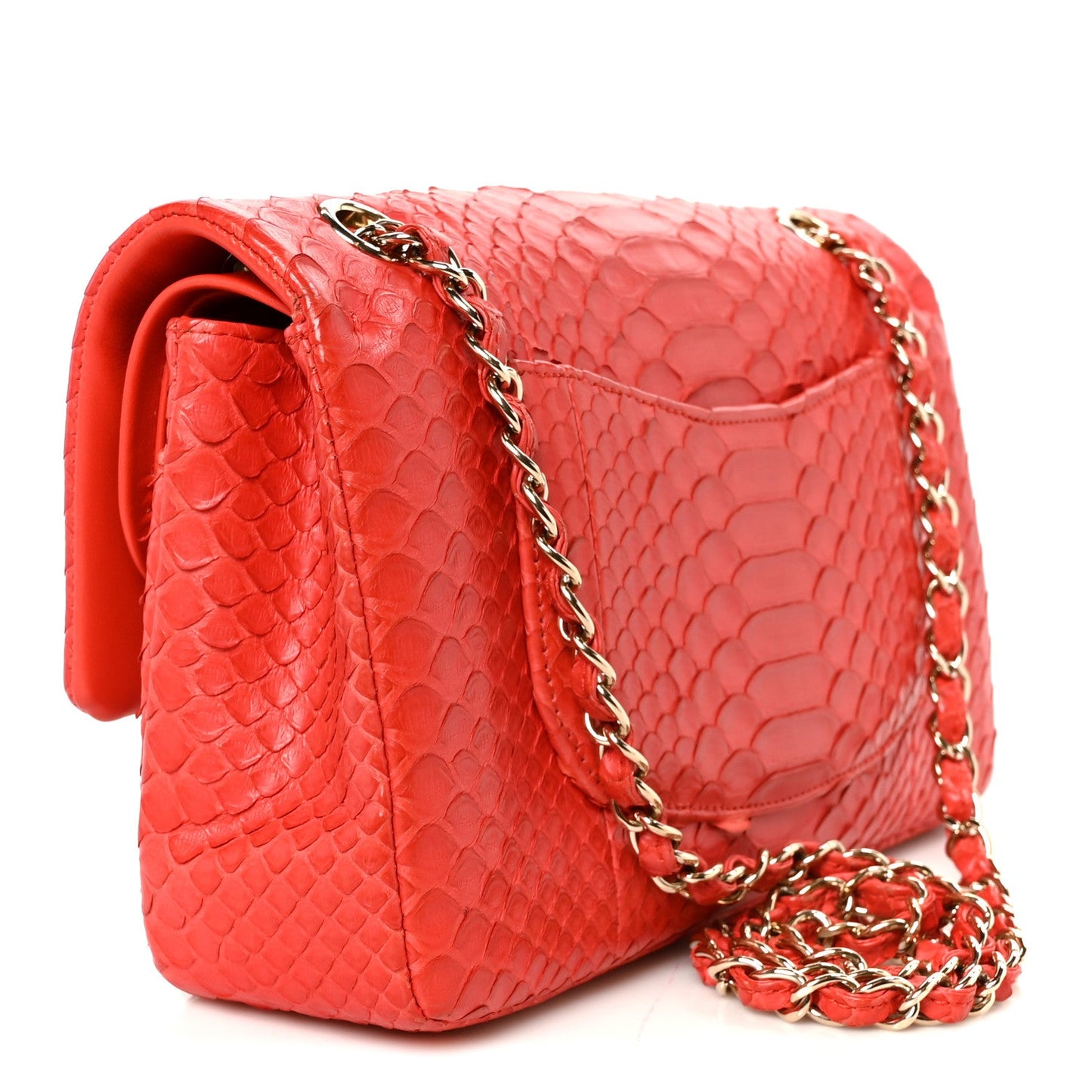Snakeskin Medium Double Flap Red