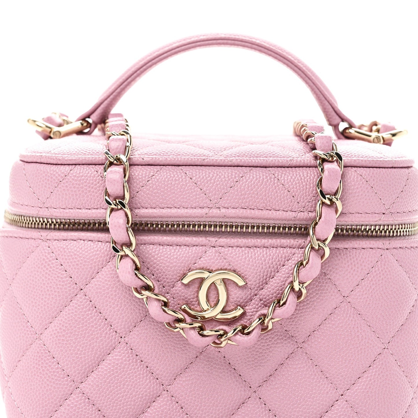 Caviar Quilted Small CC Vanity Case Pink