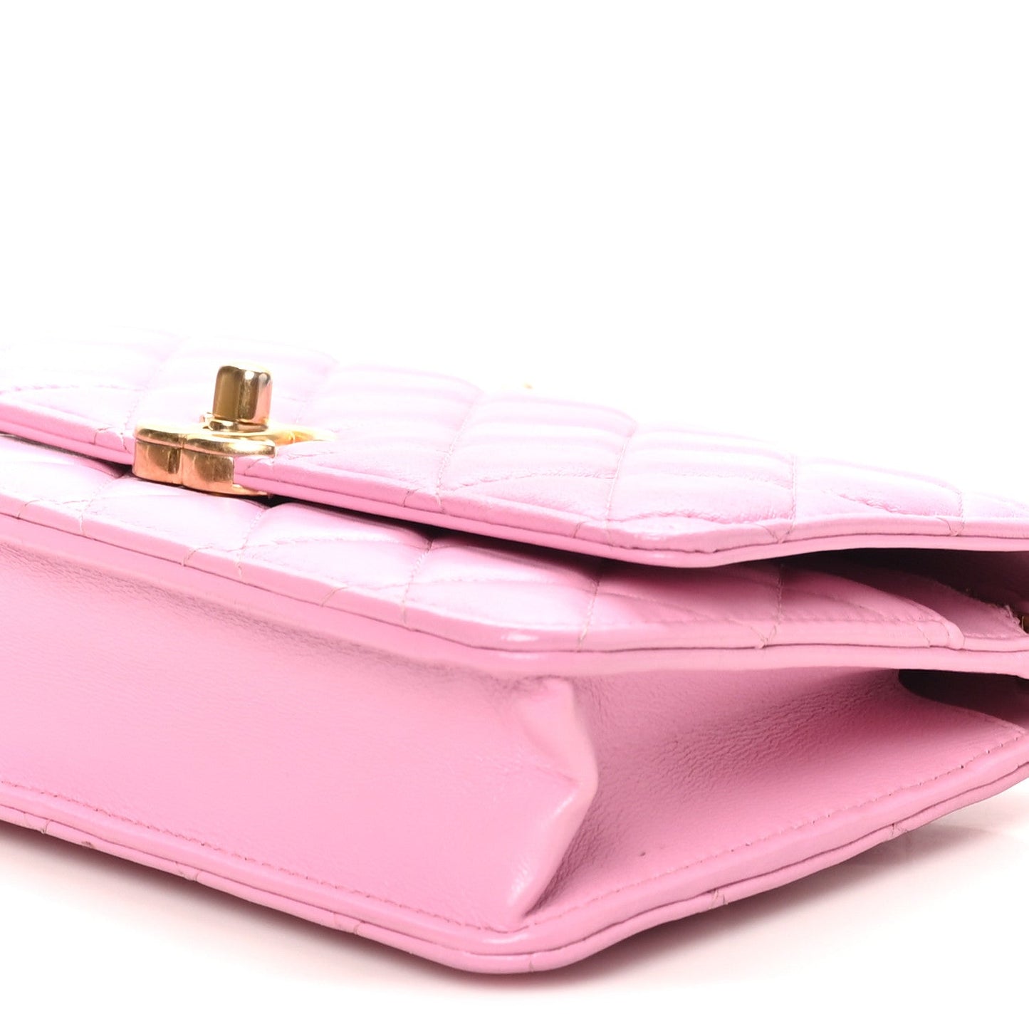 Lambskin Quilted Secret CC Wallet On Chain WOC Pink