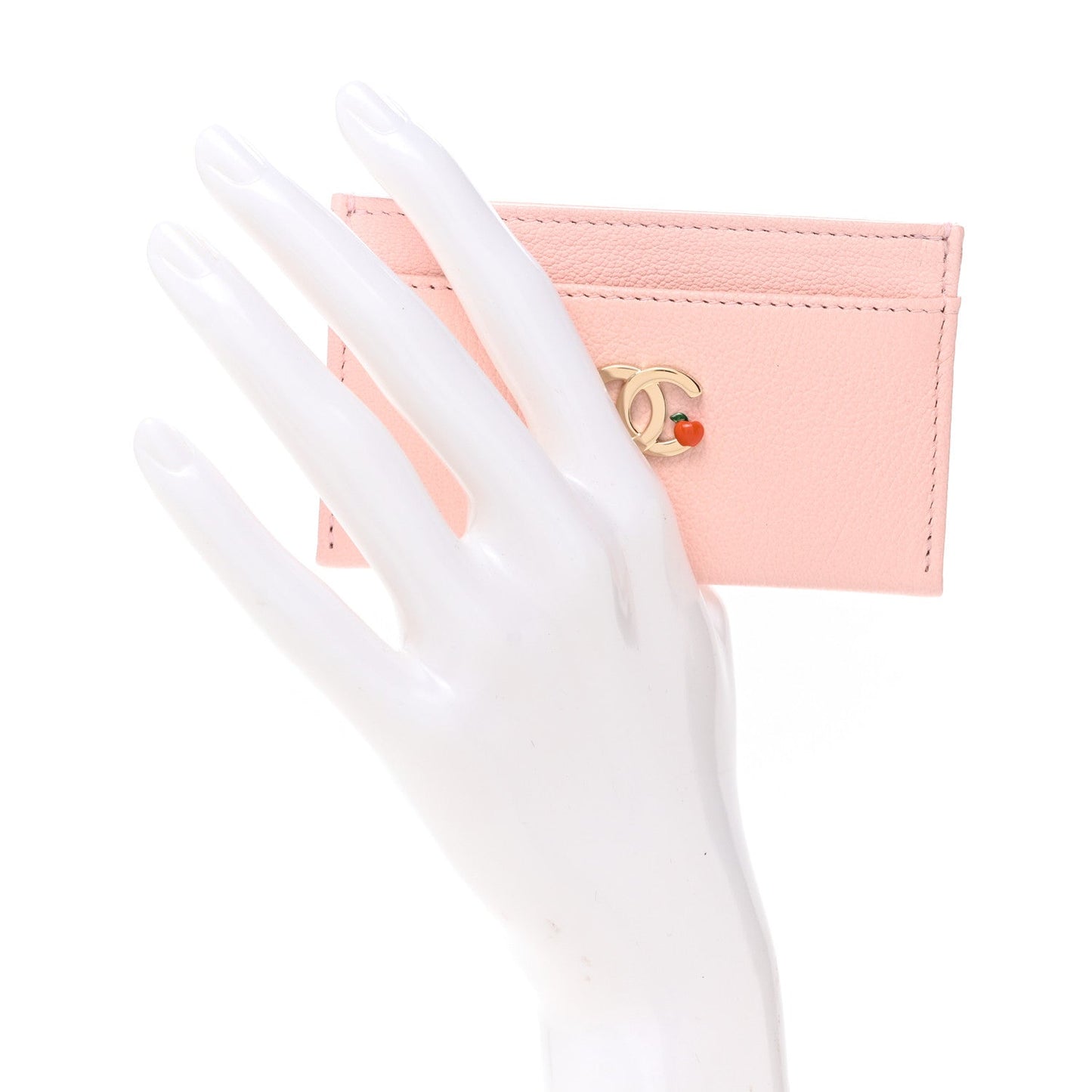 Grained Goatskin CC Apple Card Holder Light Pink