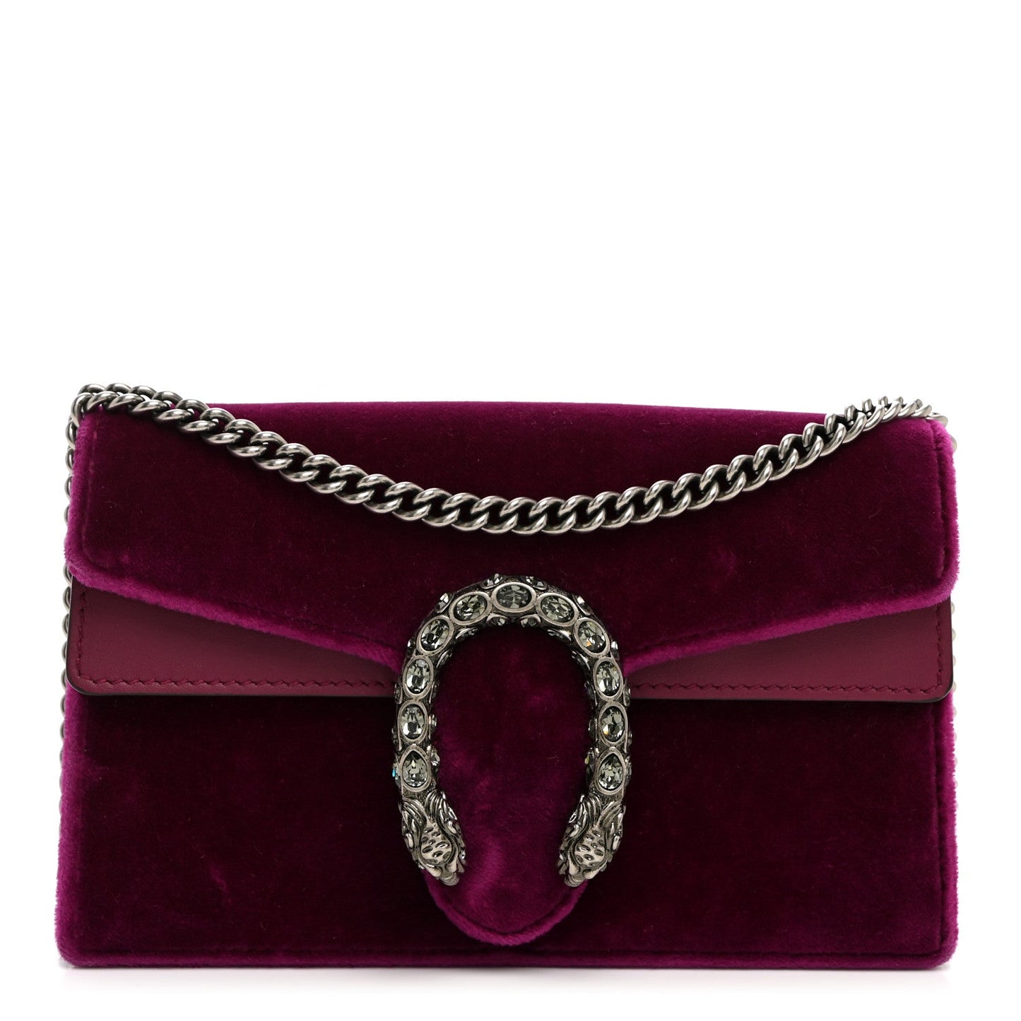 Velvet Super Mini Dionysus Shoulder Bag Fuchsia Violet Cyclamen