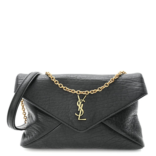 Supple Lambskin Small Cassandre Chain Pouch Black