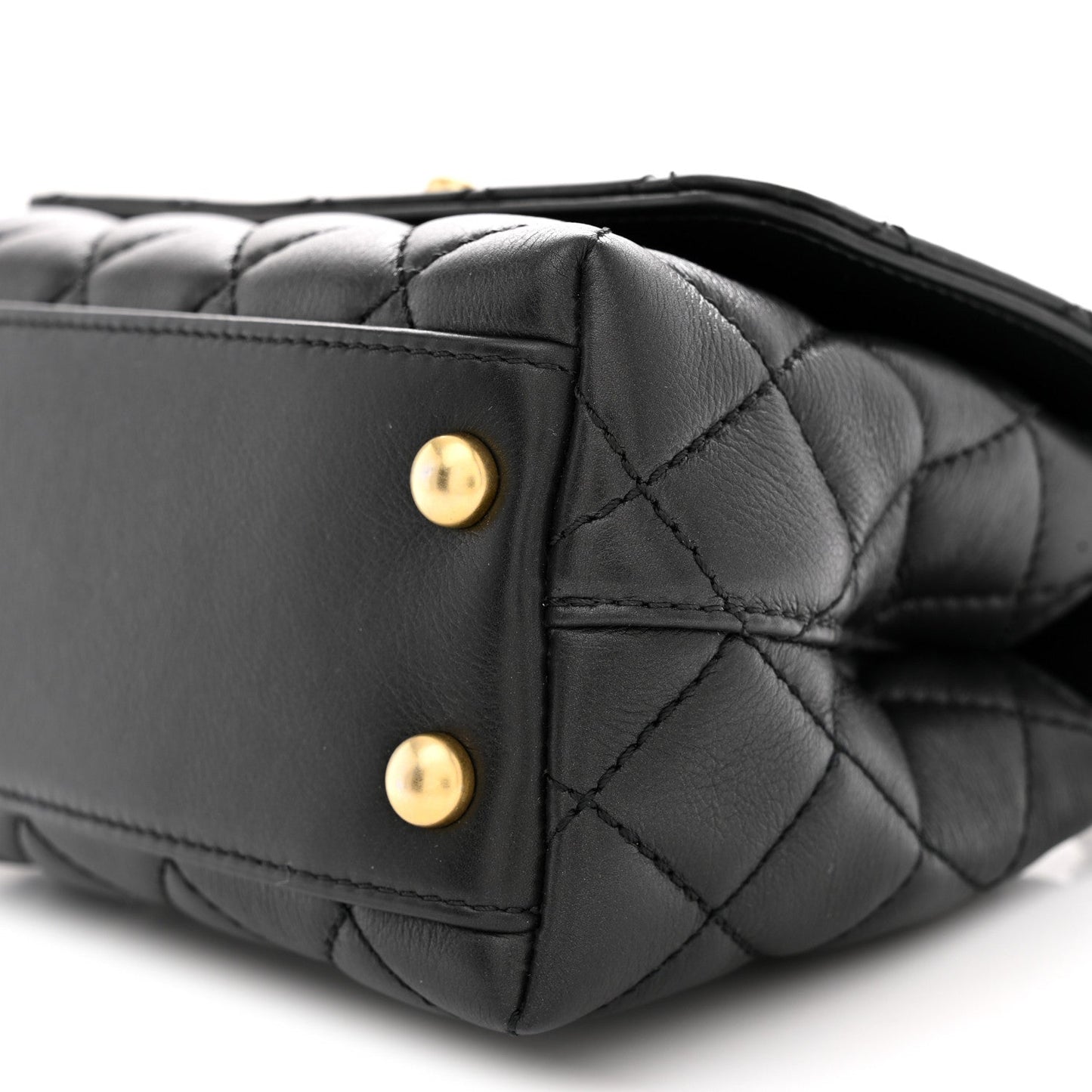Calfskin Crystal Quilted Extra Mini Coco Handle Flap Black