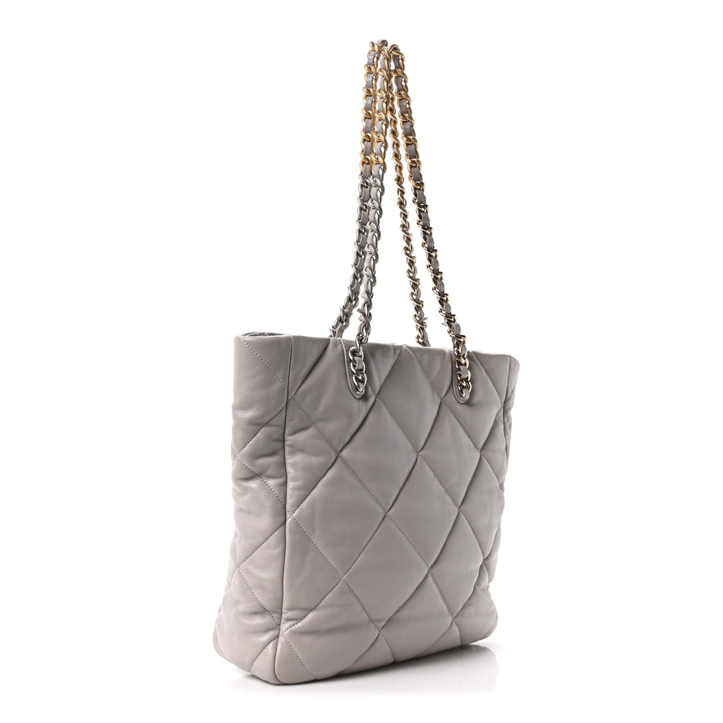 Lambskin Quilted Chanel 19 Shopping Bag Grey