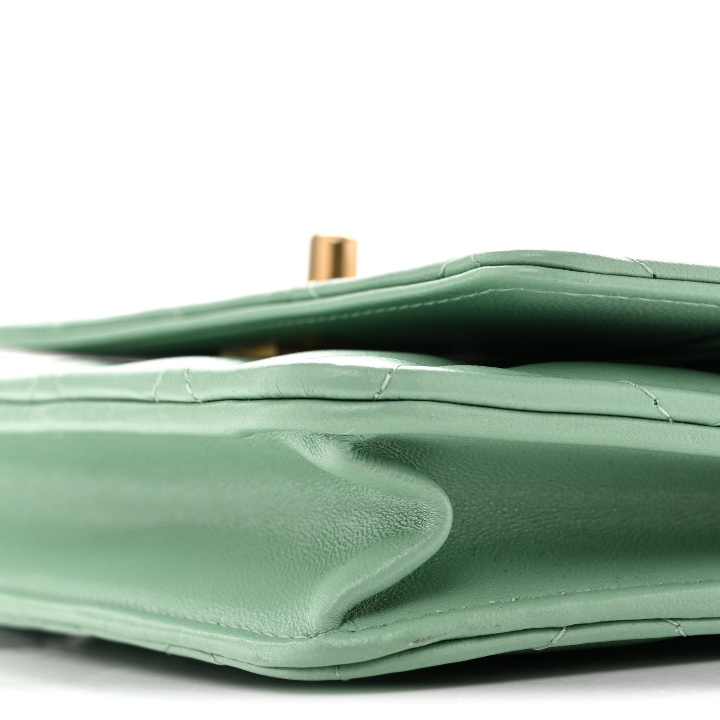 Lambskin Quilted Logo WOC Wallet On Chain Green