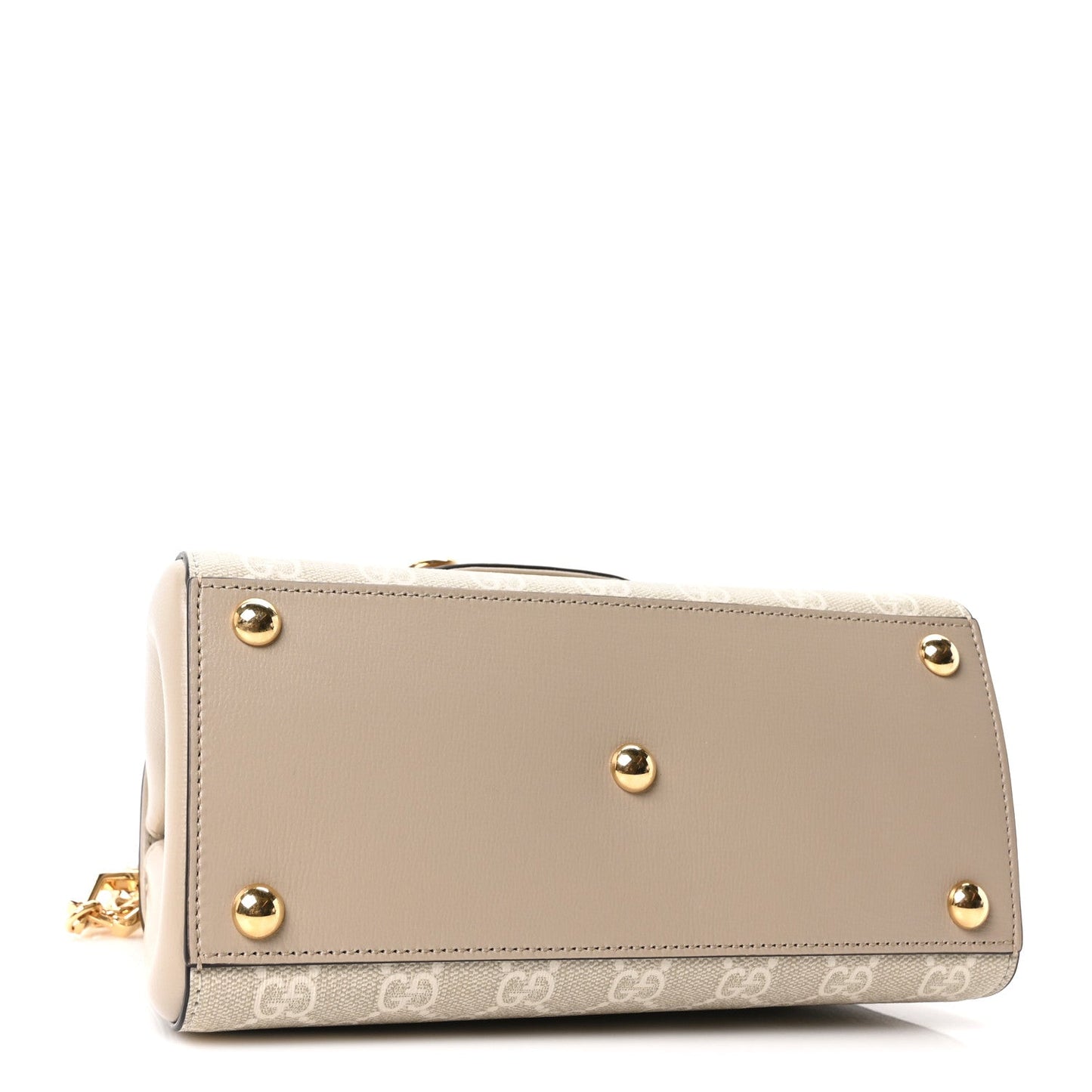 GG Supreme Monogram Azalea Calfskin Mini Horsebit 1955 Top Handle Flap Bag Beige Mystic White Oatmeal