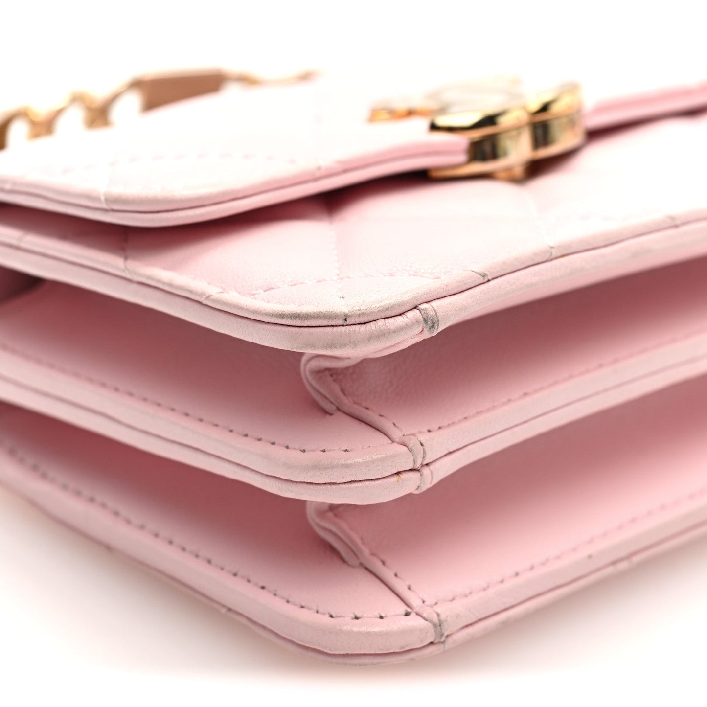 Lambskin Quilted Pick Me Up Clutch With Chain Pink