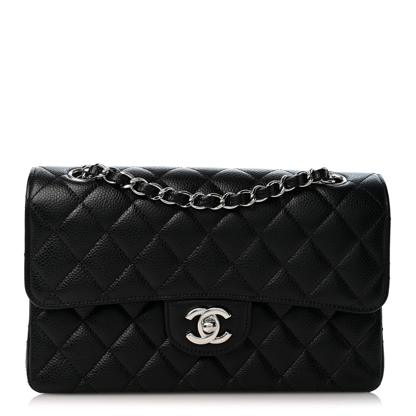 Caviar Quilted Small Double Flap Black