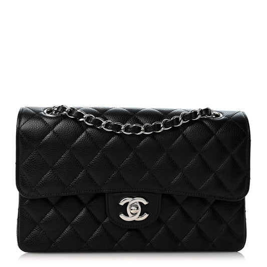 Caviar Quilted Small Double Flap Black