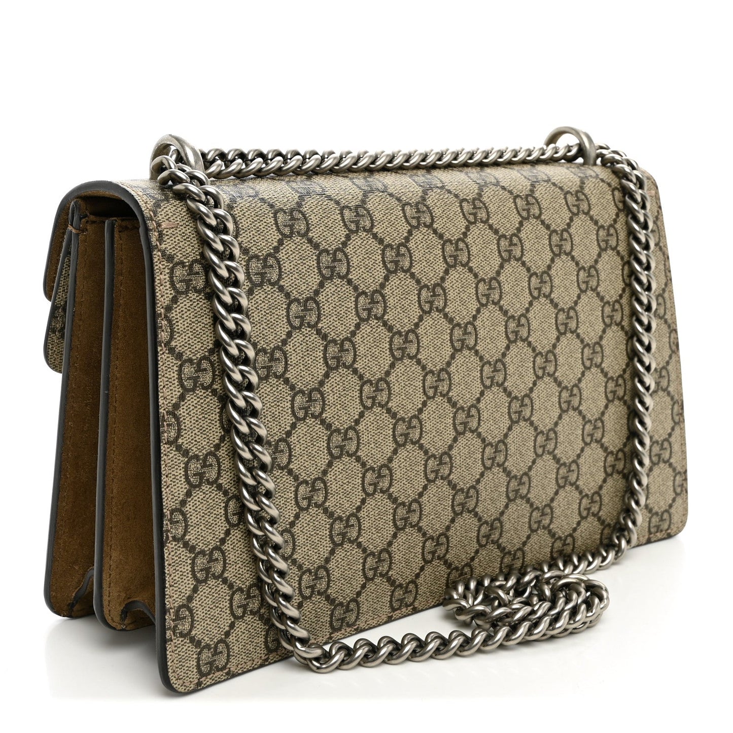 GG Supreme Monogram Suede Small Dionysus Shoulder Bag Beige Ebony Taupe
