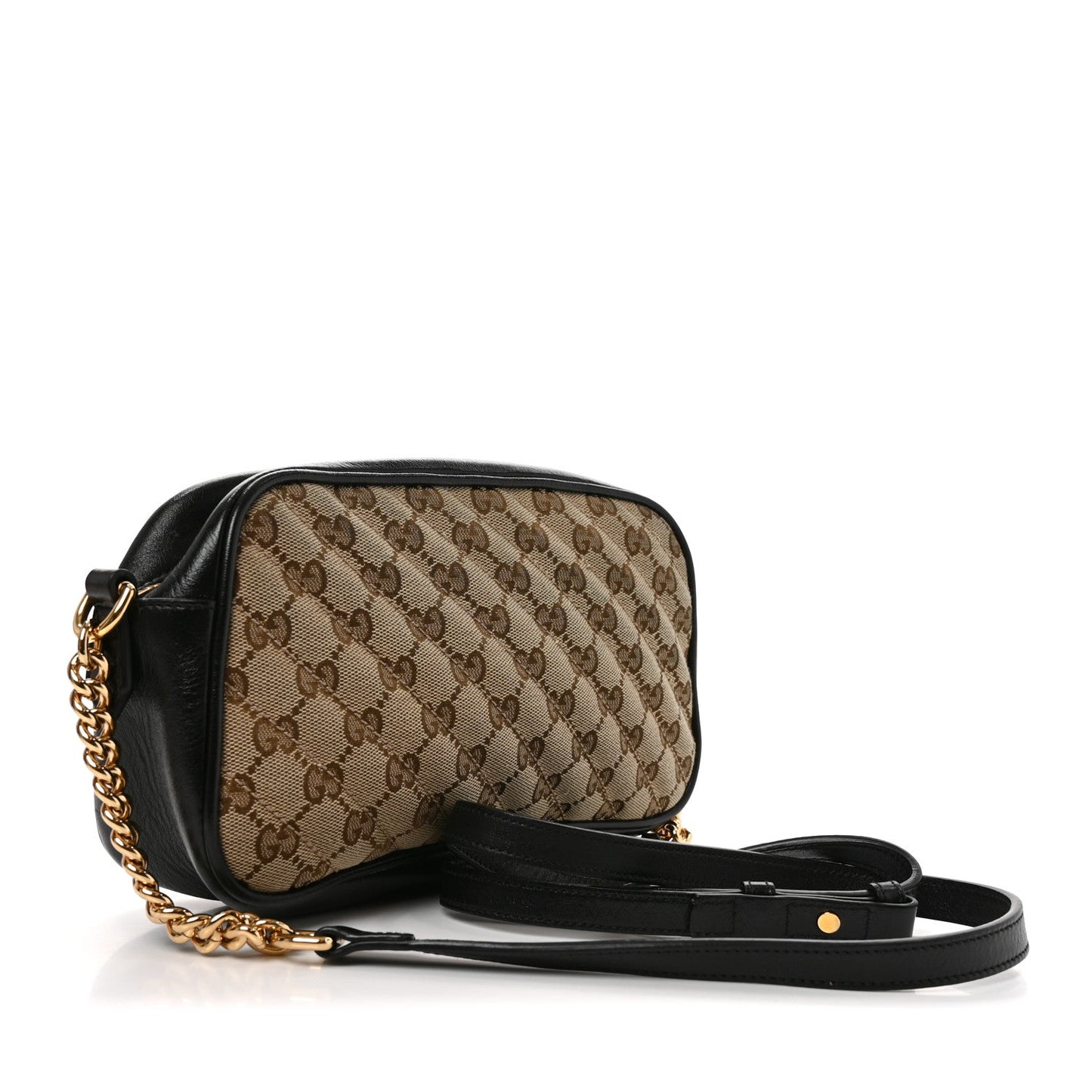 Monogram Matelasse Diagonal Small GG Marmont Chain Shoulder Bag Beige Black