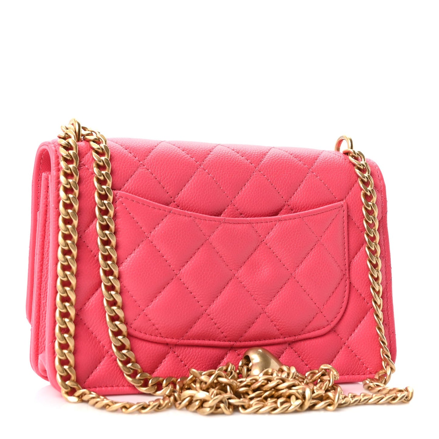 Caviar Quilted Sweetheart Wallet On Chain WOC Fuchsia
