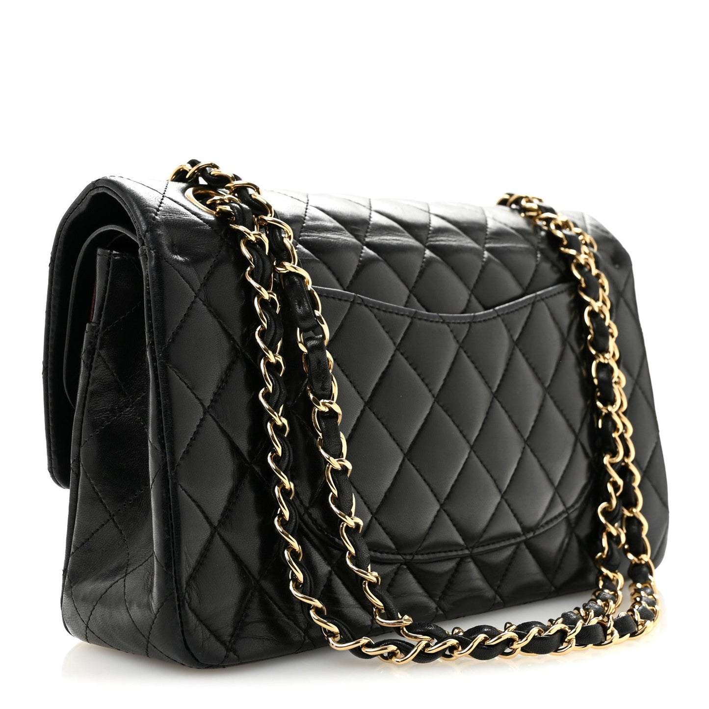 Lambskin Quilted Medium Double Flap Black
