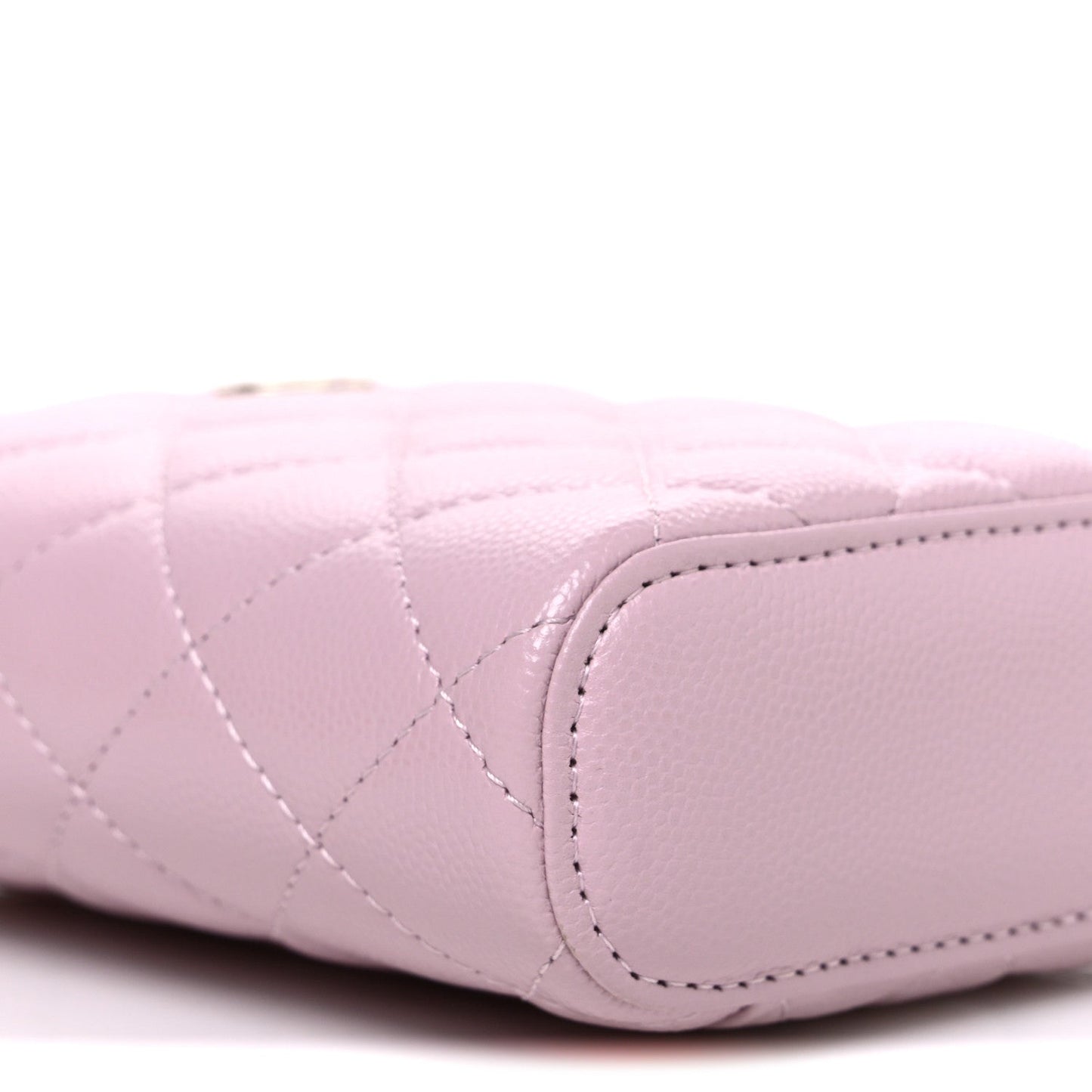 Caviar Quilted Small Vertical Coco Beauty Vanity Case With Chain Light Pink