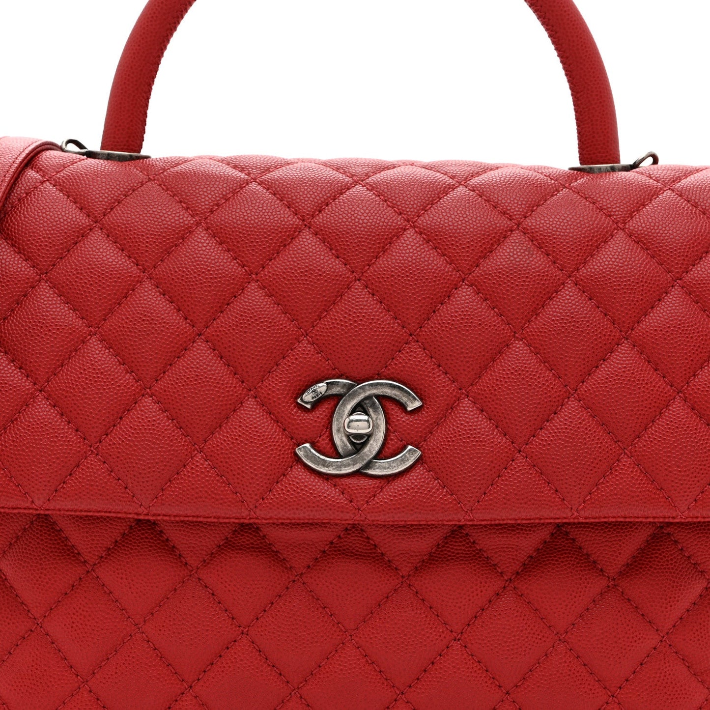 Caviar Quilted Medium Coco Handle Flap Red
