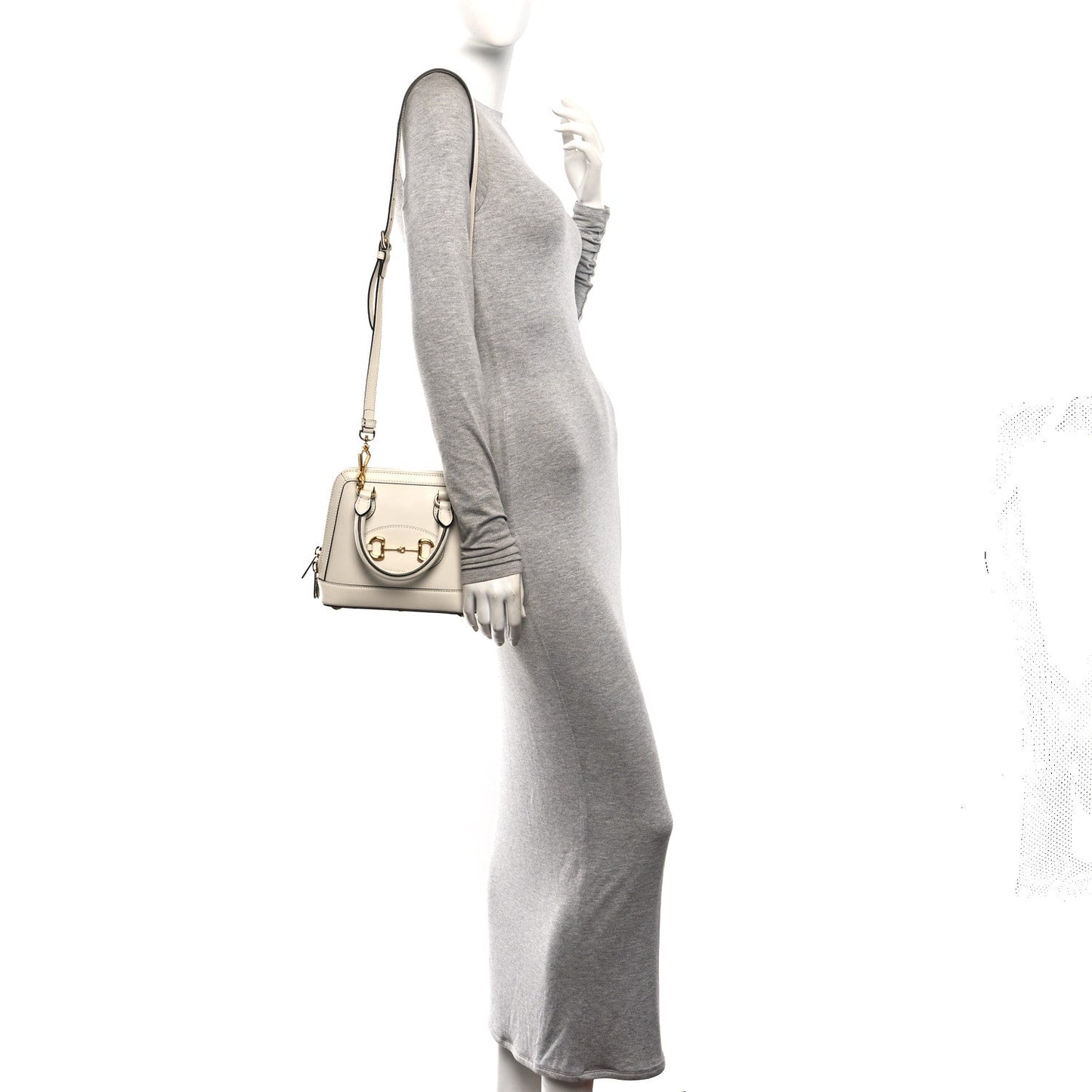 Boarded Plutone Calfskin Mini Horsebit 1955 Top Handle Bag Mystic White