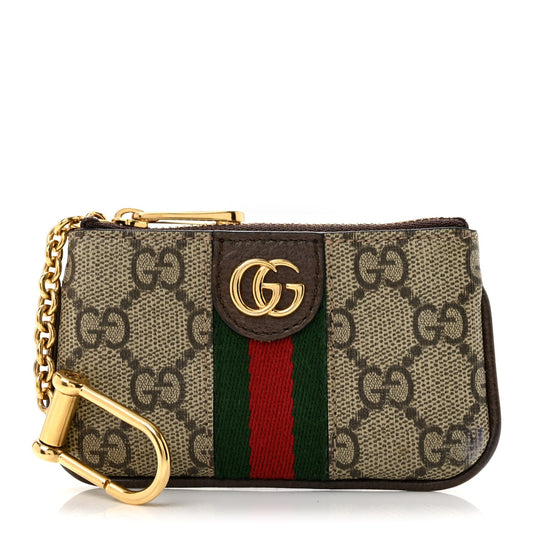 GG Supreme Monogram Web Ophidia Key Case  Beige New Acero