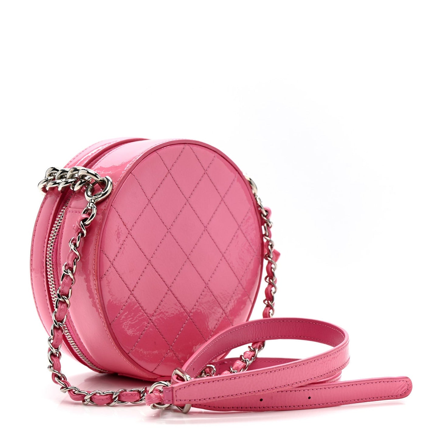 Patent Round As Earth Evening Bag Pink