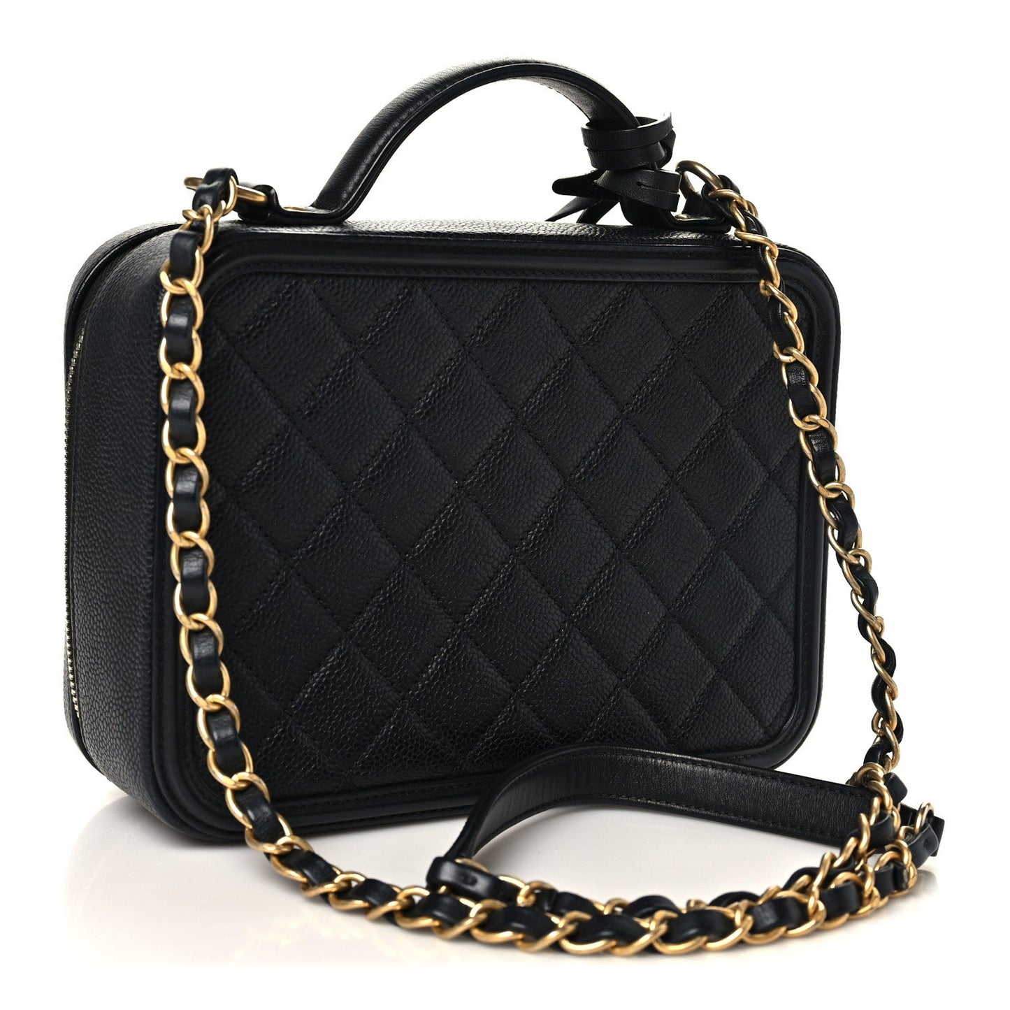 Caviar Quilted Medium CC Filigree Vanity Case Black