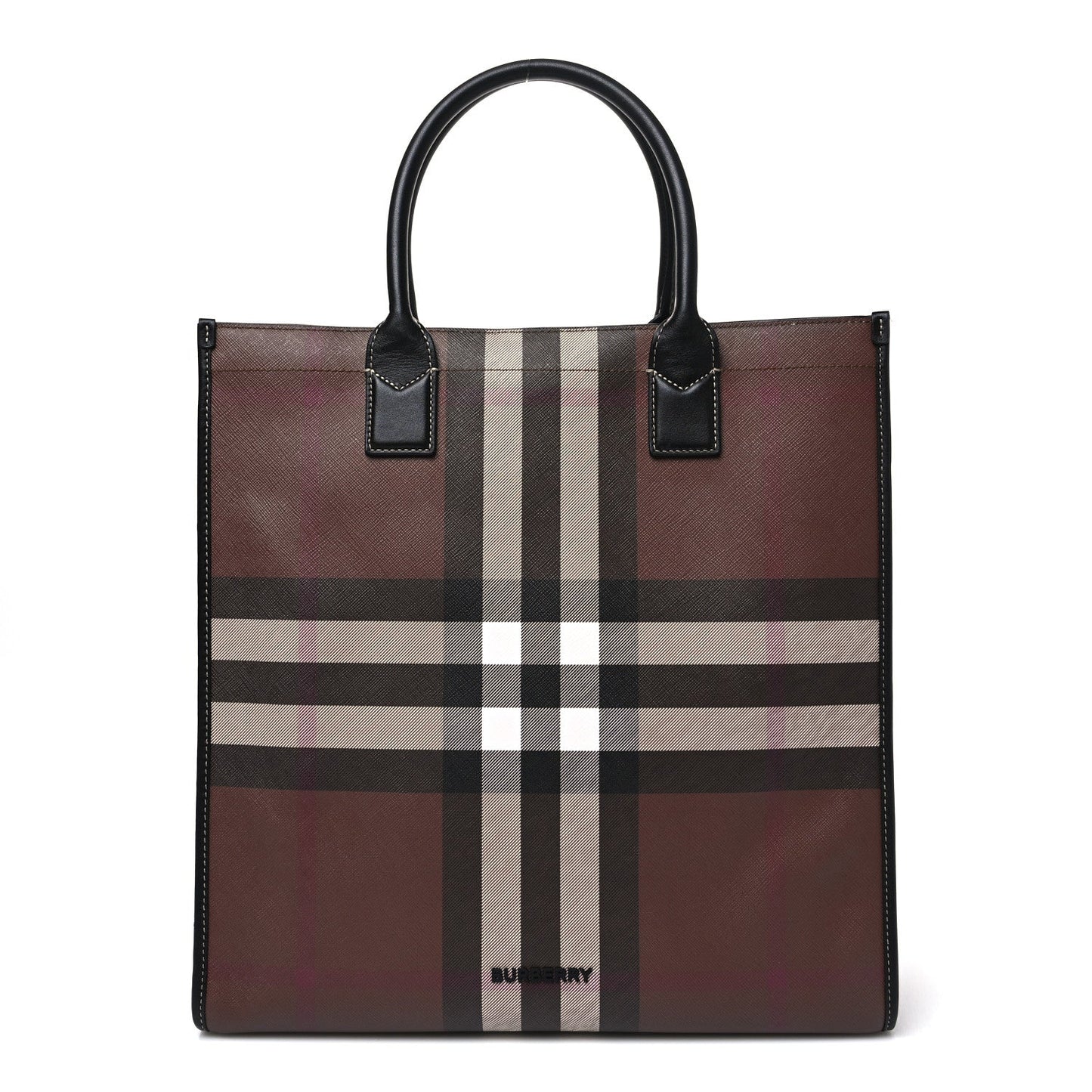 E-Canvas Denny Check Tote Brown