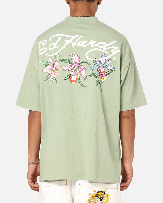Ed Hardy Flowers T-Shirt Sage