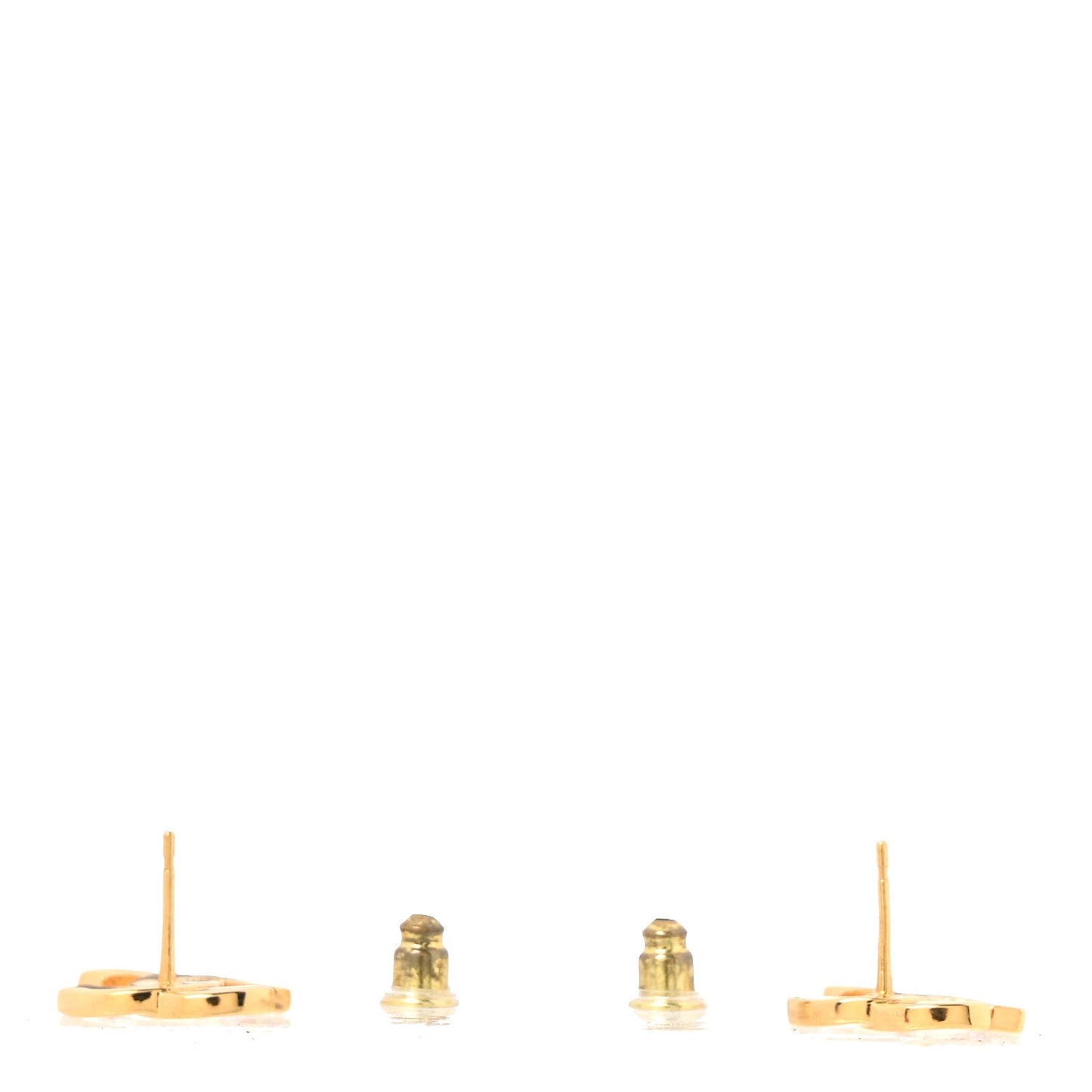 Metal CC Paris Button Stud Earrings Gold