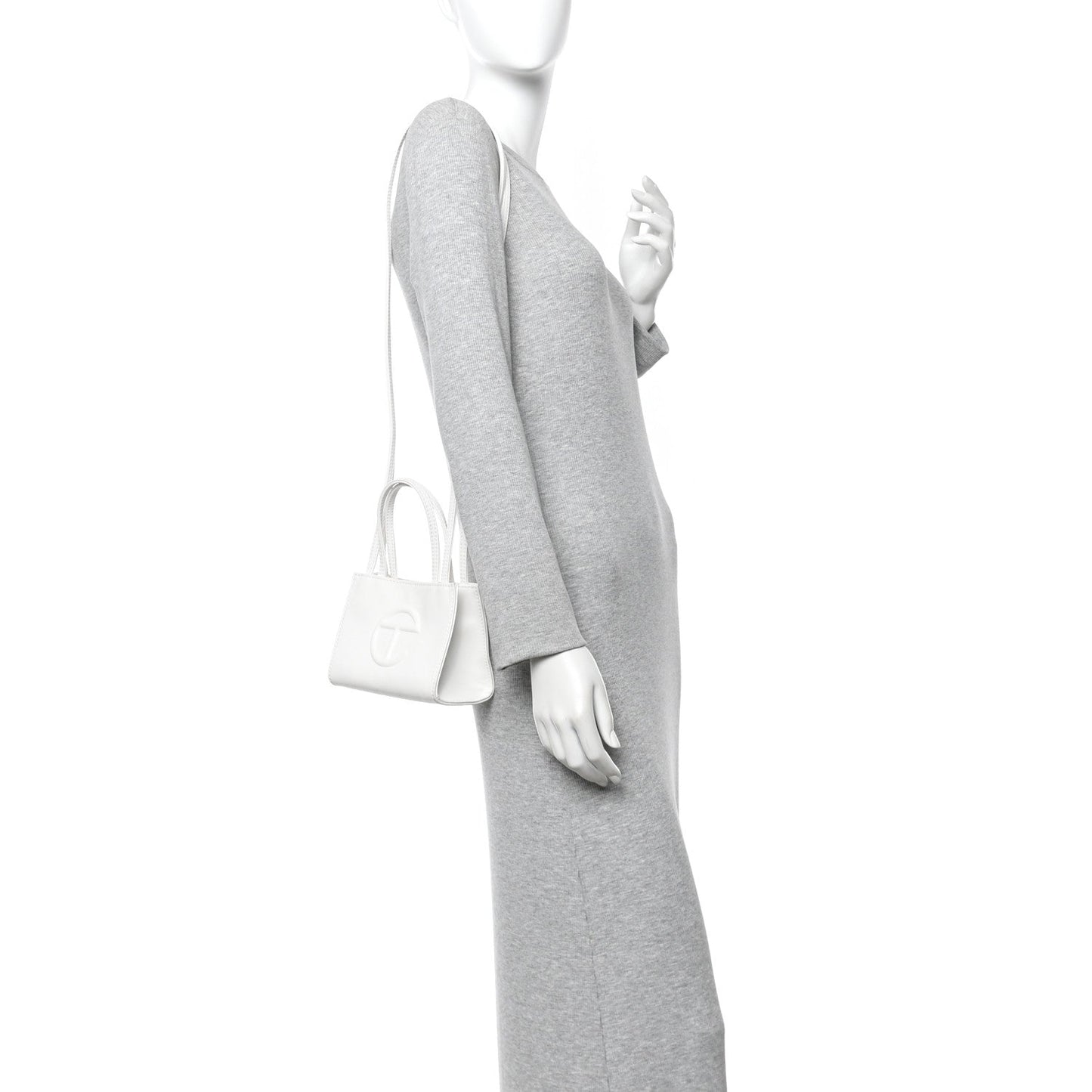 Vegan Leather Small Shopping Bag White