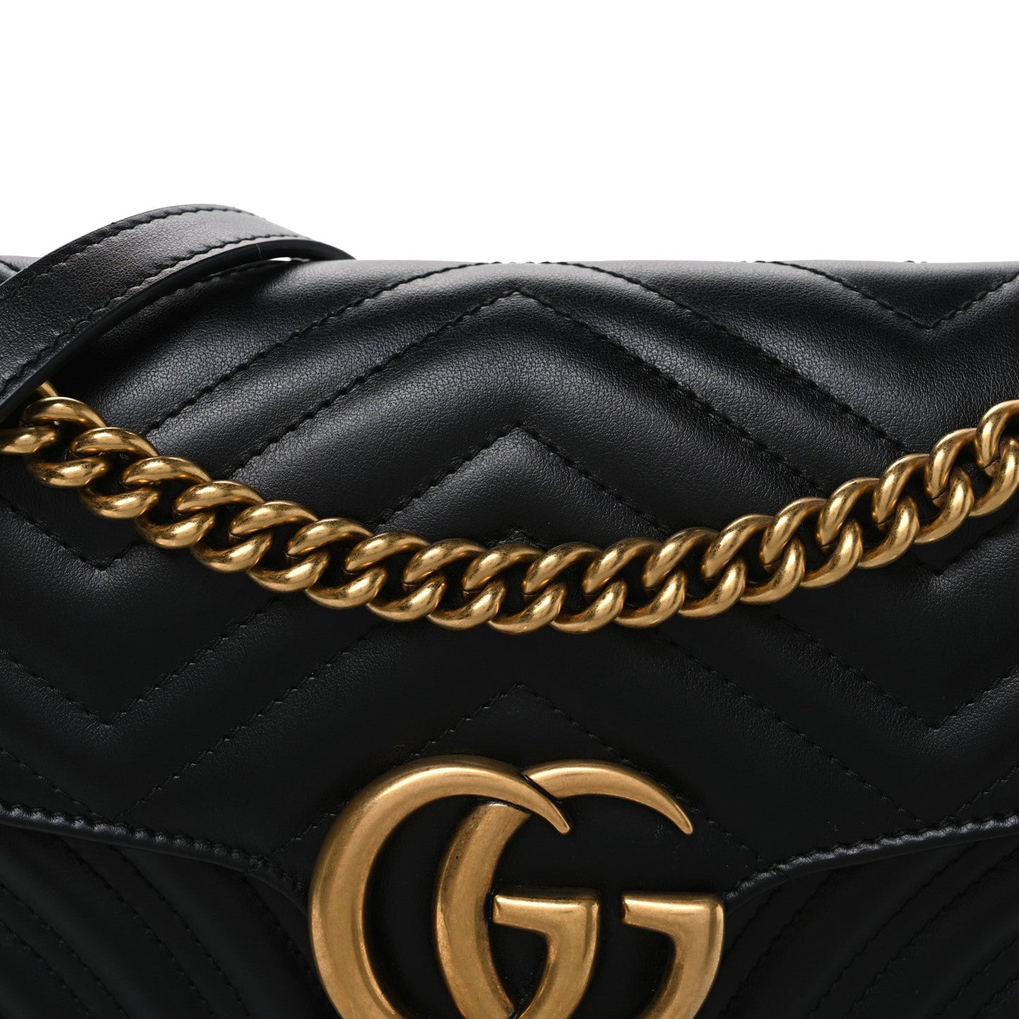Calfskin Matelasse Small GG Marmont Shoulder Bag Black