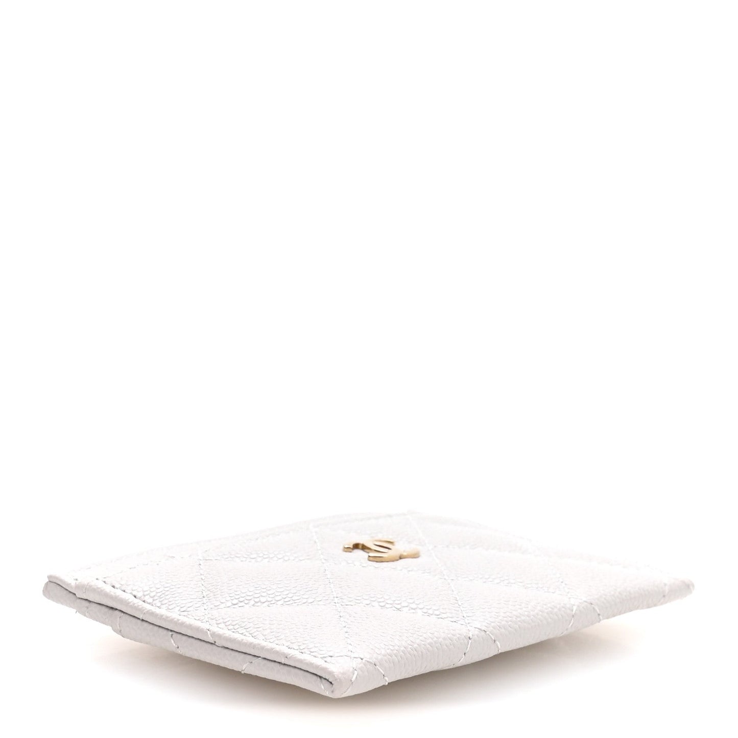 Caviar Quilted Card Holder Light Grey