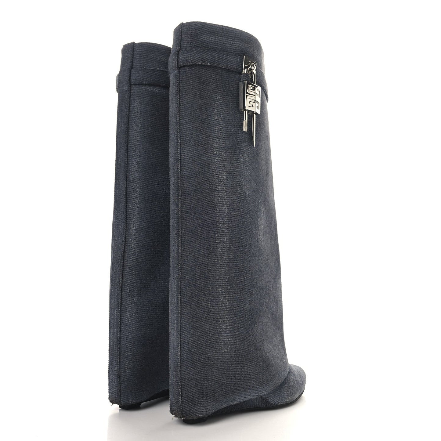 Washed Denim Shark Lock Pant Boots 38 Black