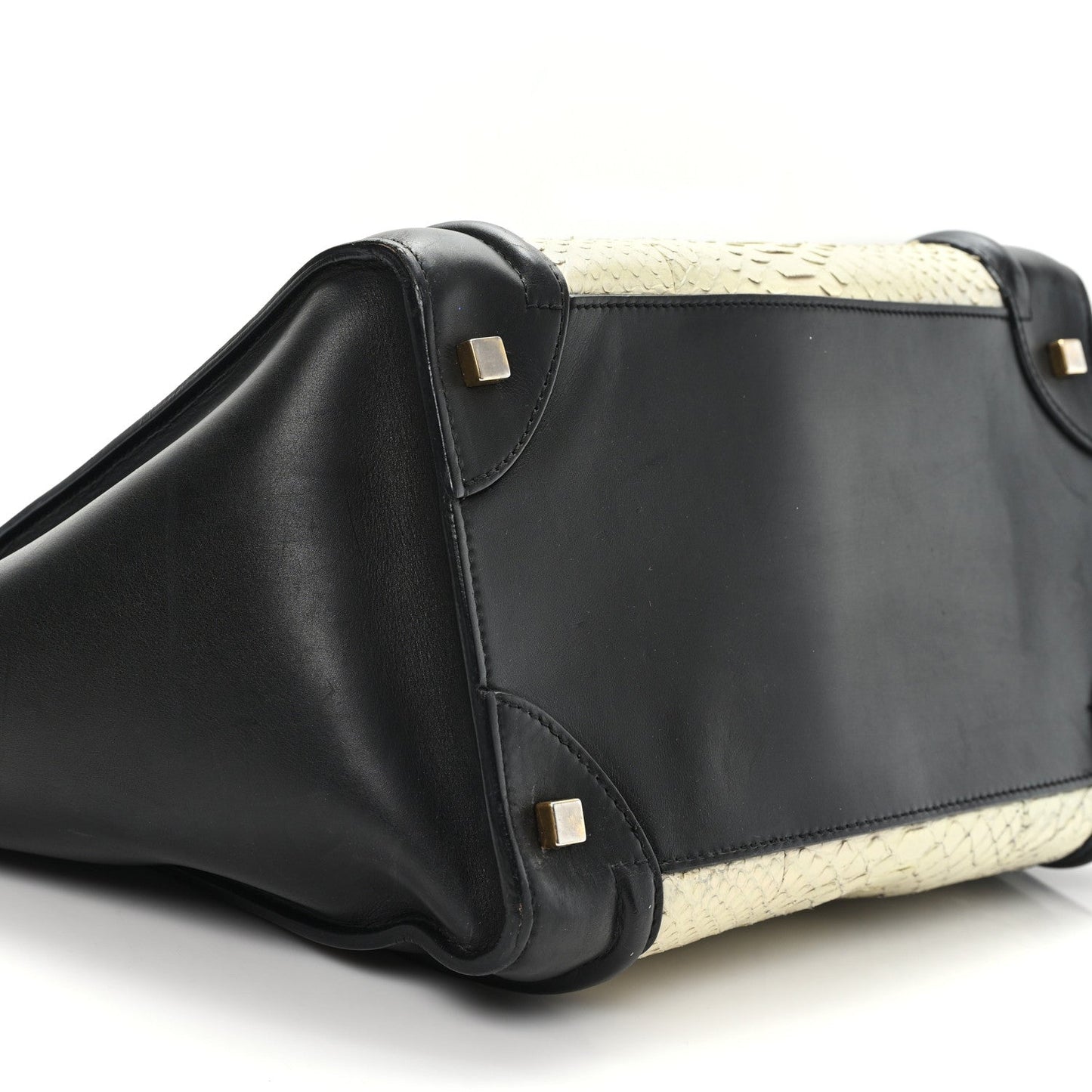 Calfskin Snakeskin Mini Luggage Black White