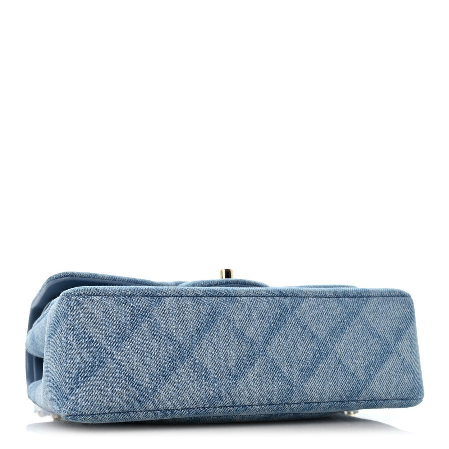 Printed Denim Quilted Small Double Flap Light Blue